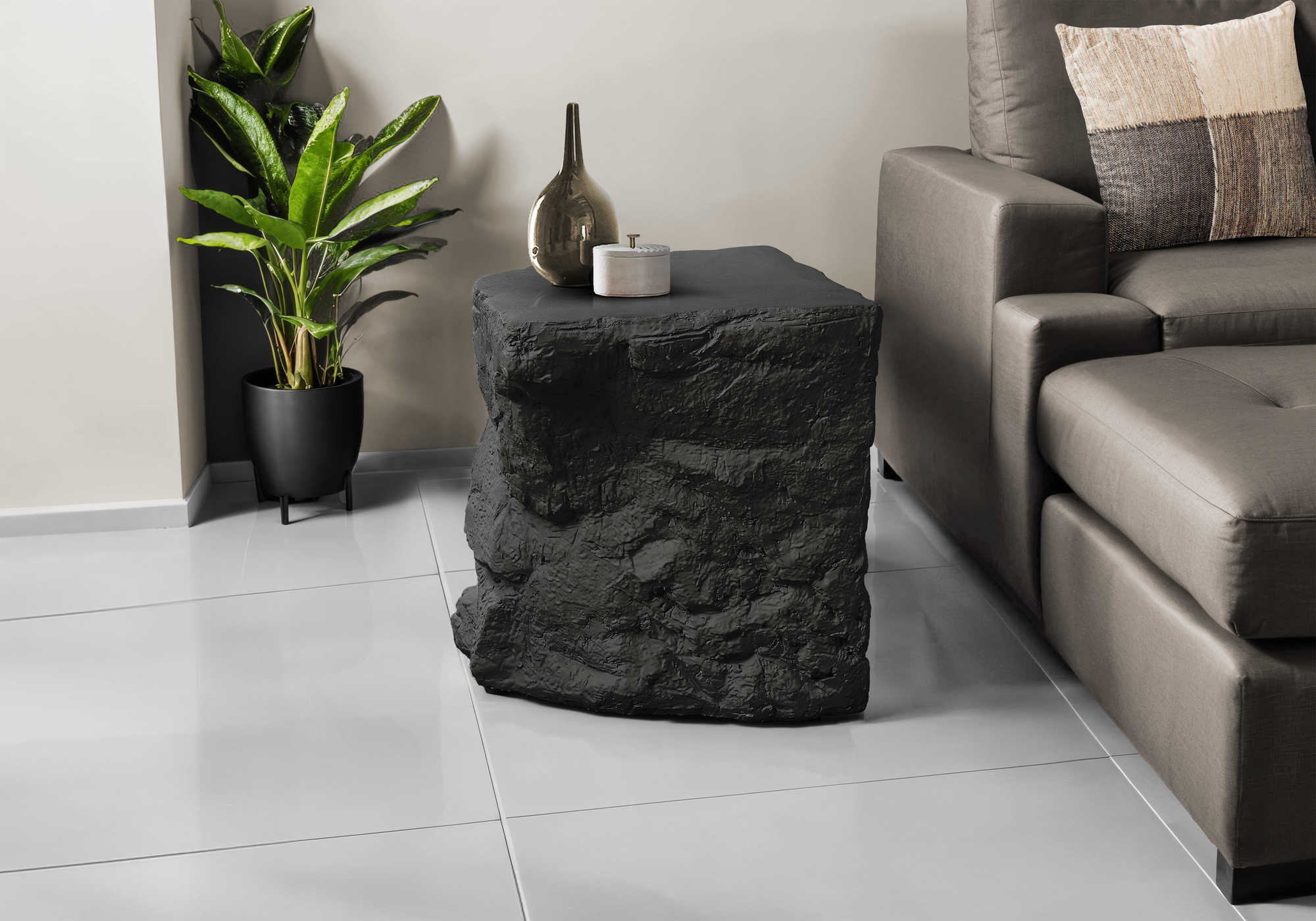 TABLE D'APPOINT - 25"H / INTERIEUR OU EXTERIEUR NOIR – I 4117