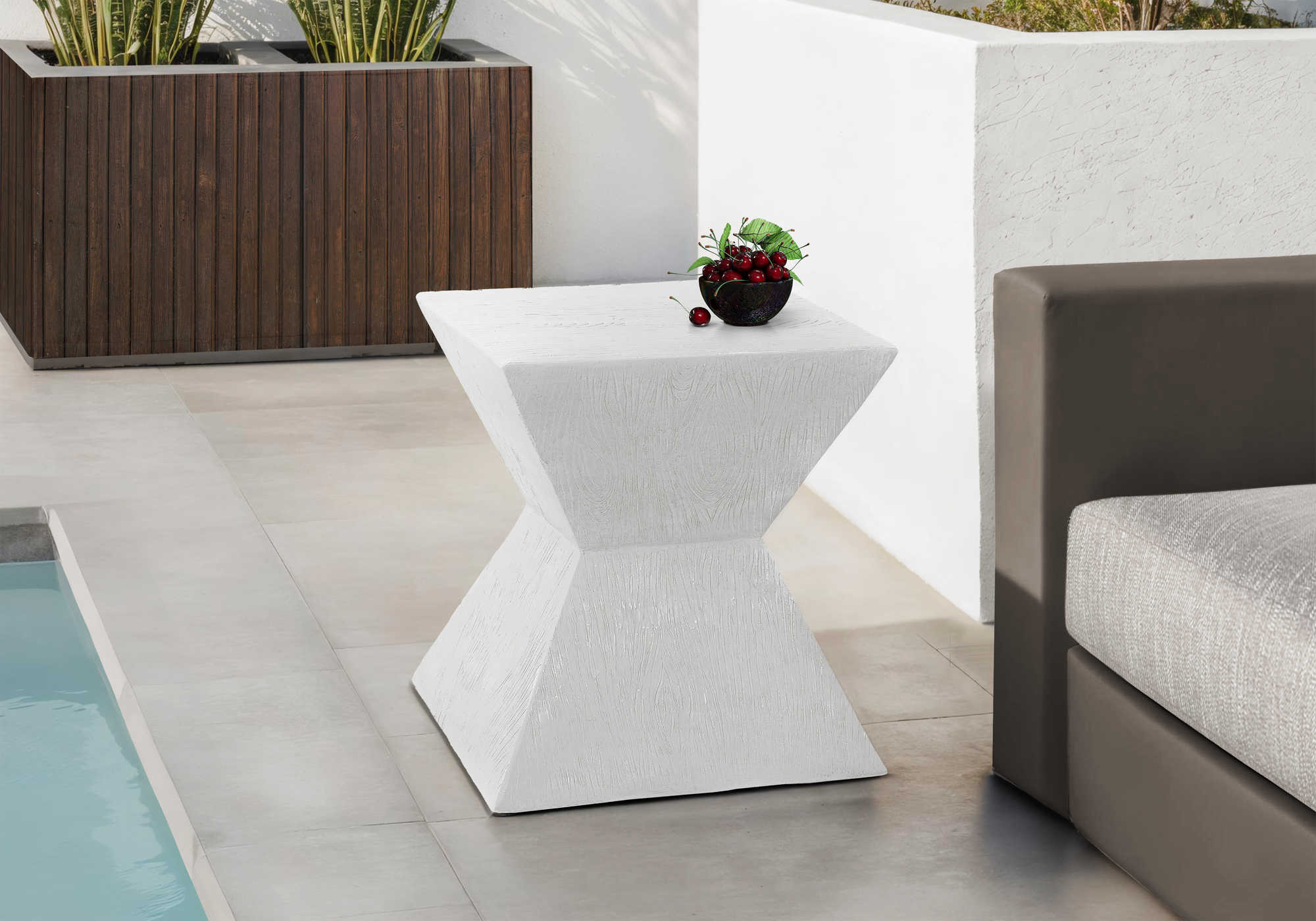 TABLE D'APPOINT - 25"H / INTERIEUR OU EXTERIEUR BLANC – I 4126