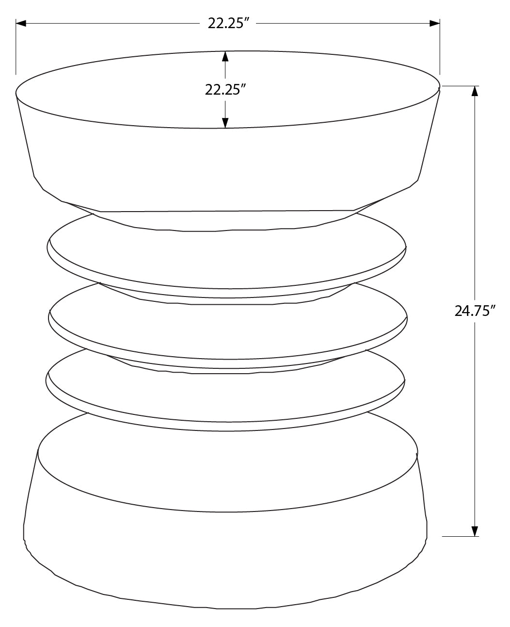 TABLE D'APPOINT - 25"H / INTERIEUR OU EXTERIEUR GRIS – I 4152