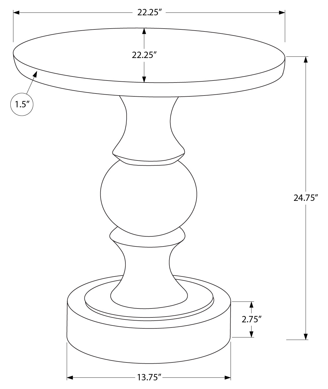 TABLE D'APPOINT - 25"H / INTERIEUR OU EXTERIEUR GRIS – I 4160