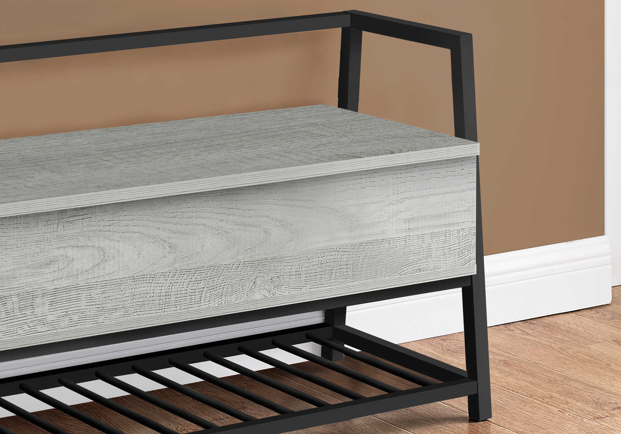 BANC - 42"L / RANGEMENT GRIS / METAL NOIR – I 4500.