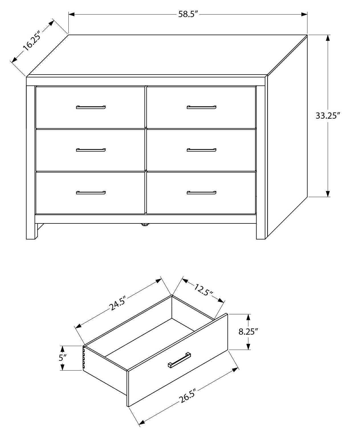 CHAMBRE A COUCHER - COMMODE 6 TIROIRS / CHENE BLANCHI – I 5201