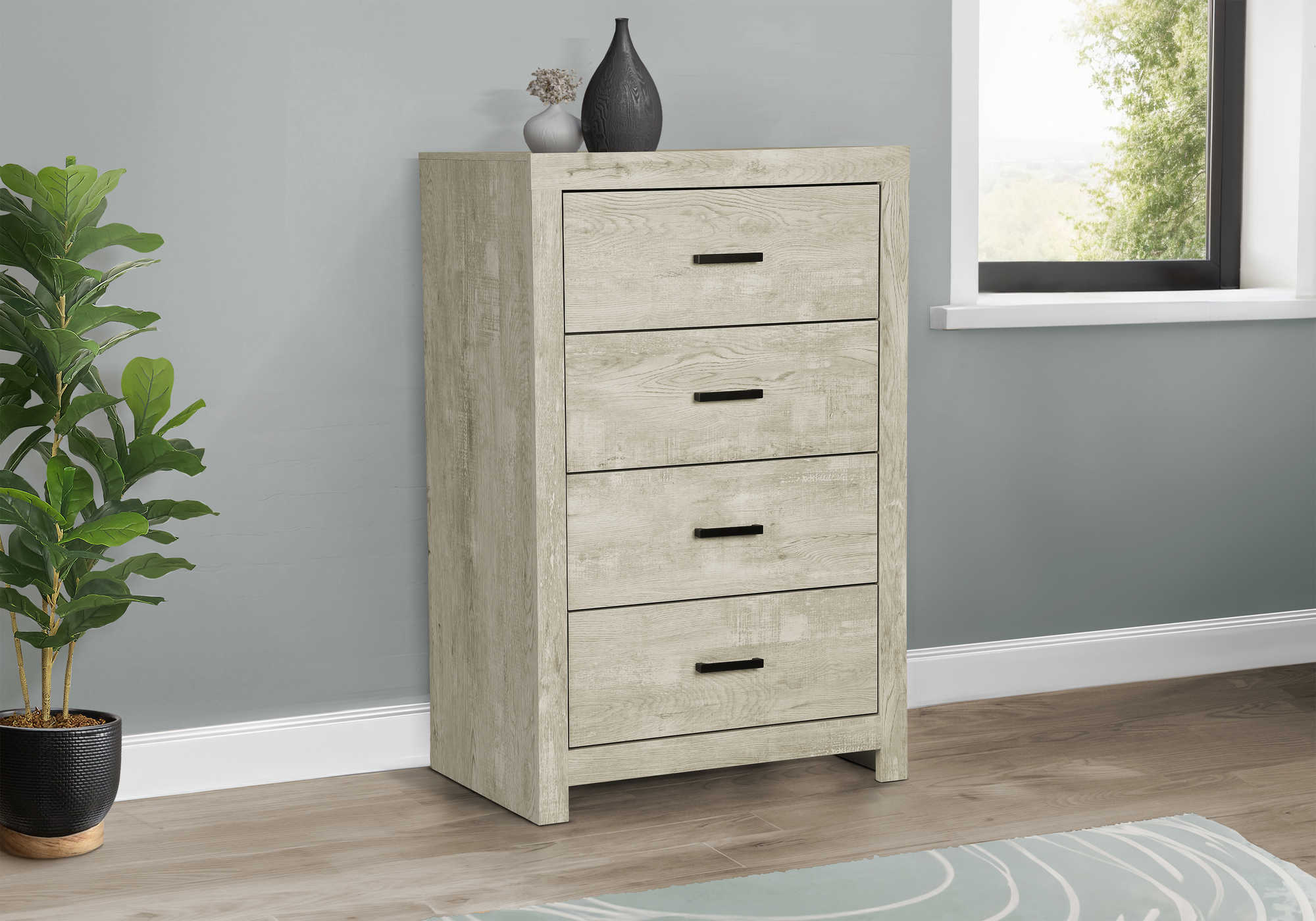 CHAMBRE A COUCHER - COMMODE 4 TIROIRS / CHENE BLANCHI – I 5204