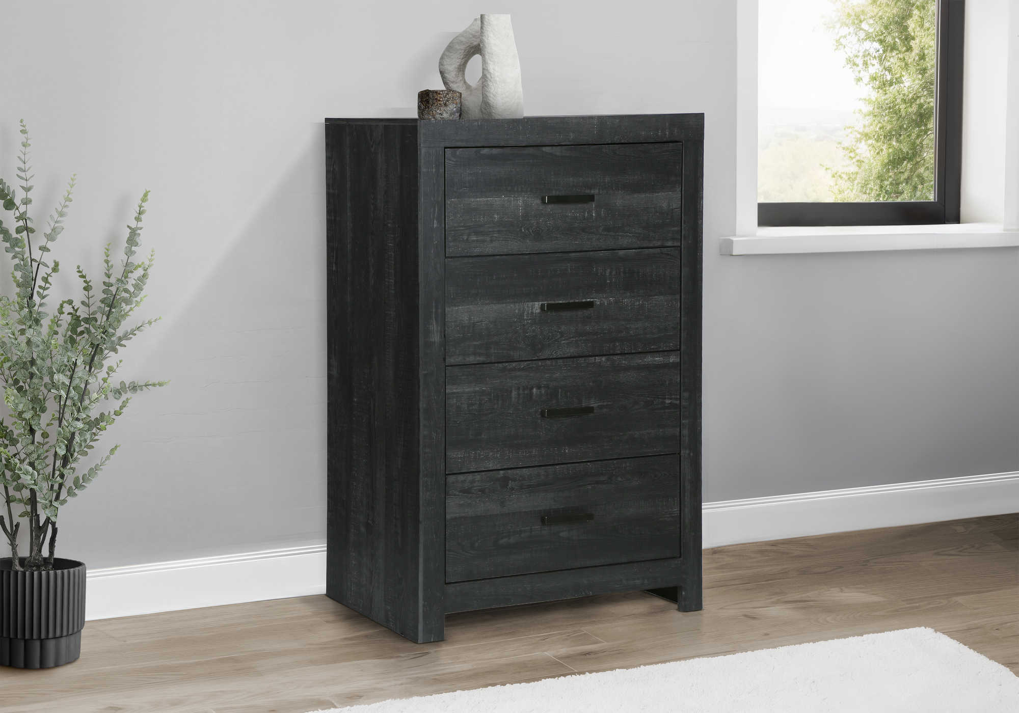 CHAMBRE A COUCHER - COMMODE 4 TIROIRS / GRIS GRAPHITE – I 5209
