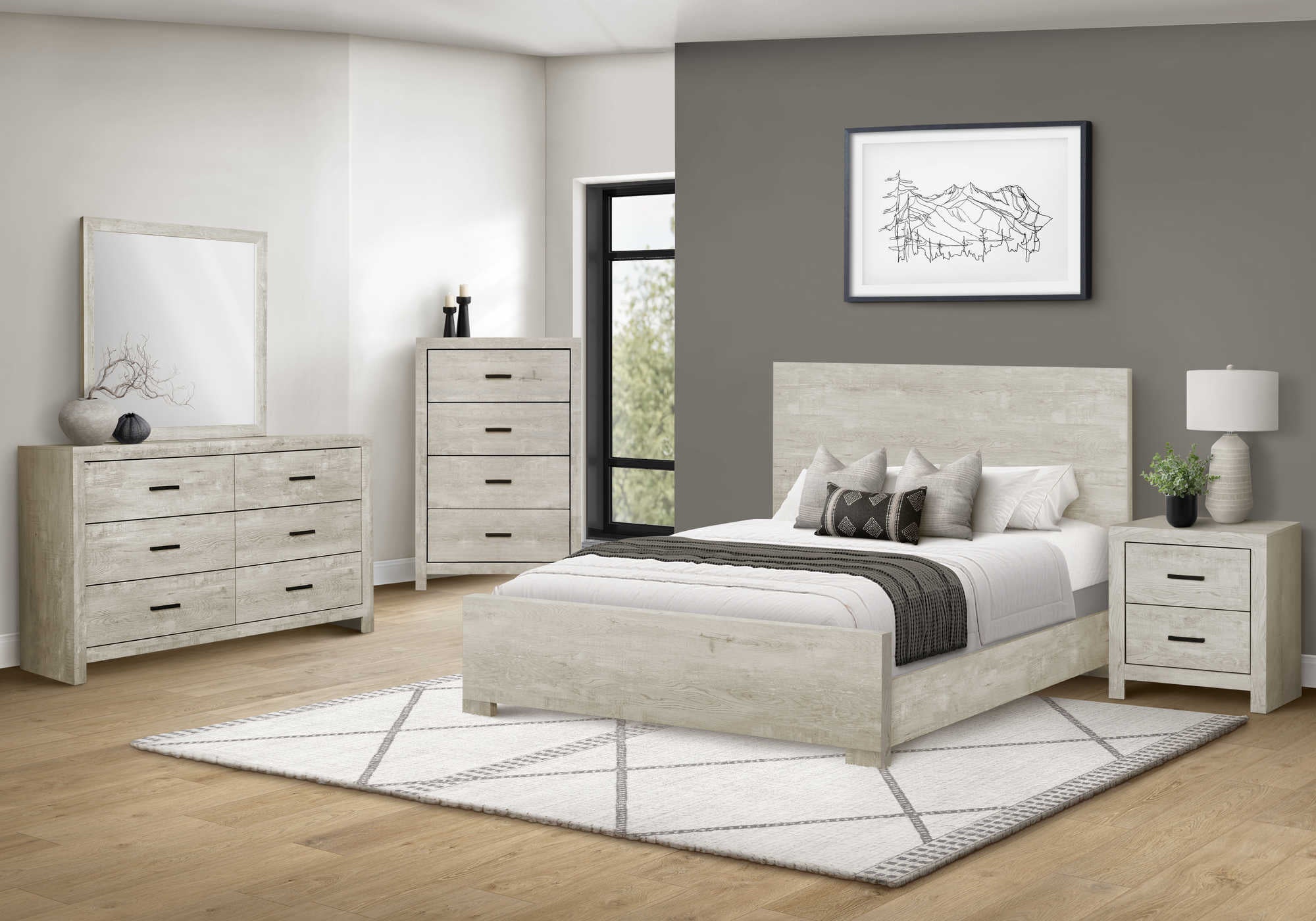 CHAMBRE A COUCHER - LIT QUEEN / CHENE BLANCHI – I 5210Q