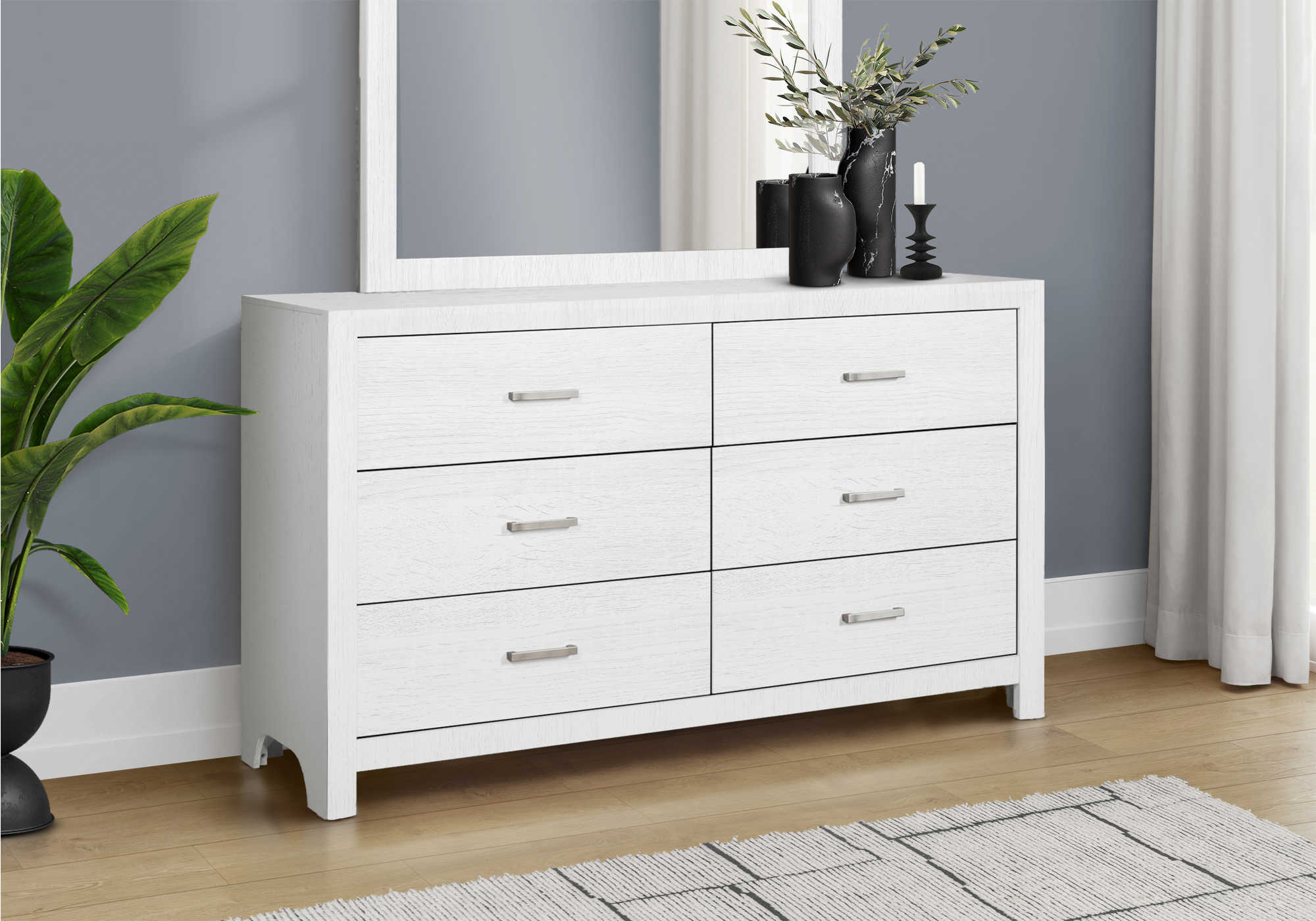 CHAMBRE A COUCHER - COMMODE 6 TIROIRS / FINI CHENE BLANC – I 5226