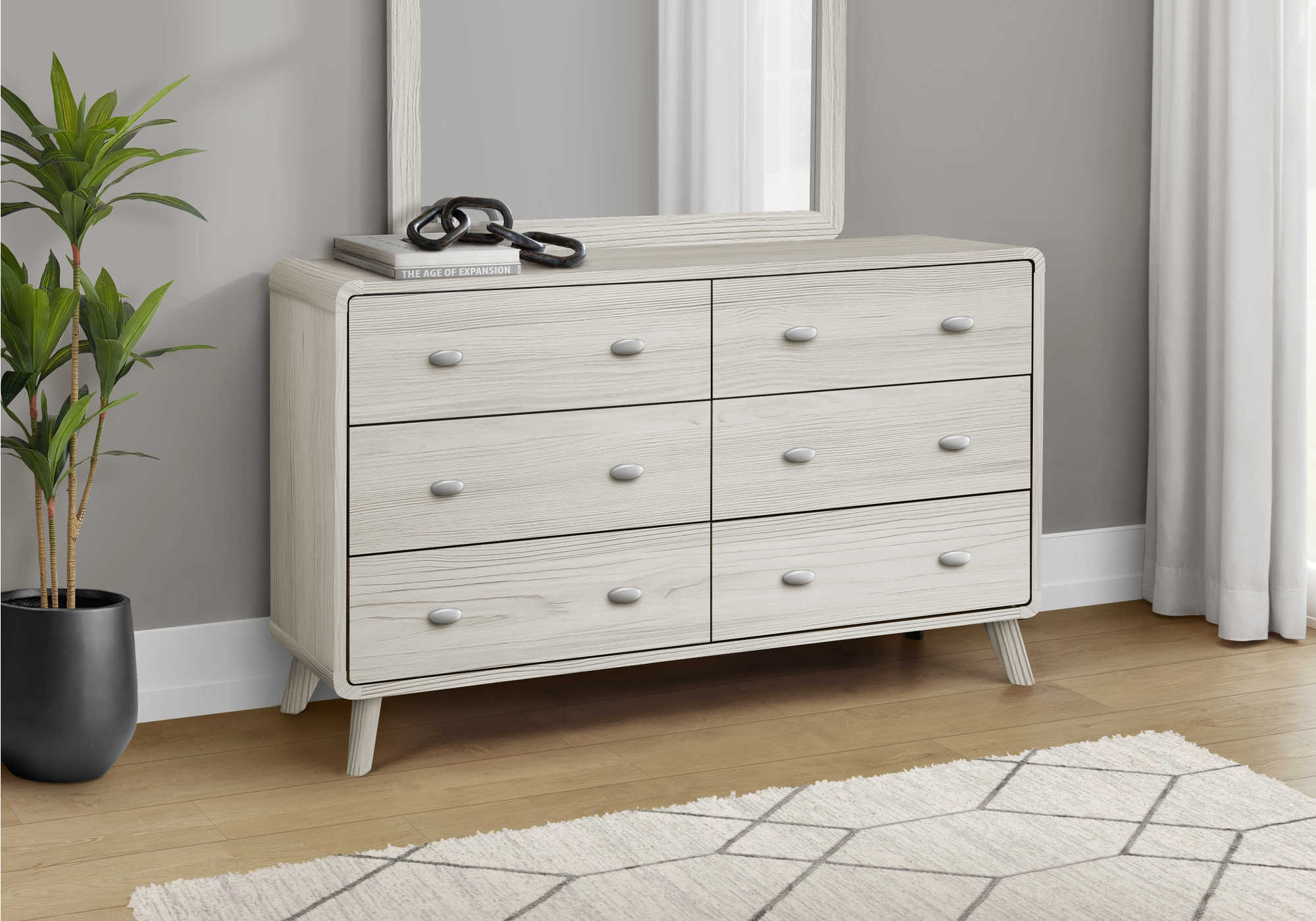CHAMBRE A COUCHER - COMMODE 6 TIROIRS / CHENE GRIS – I 5236