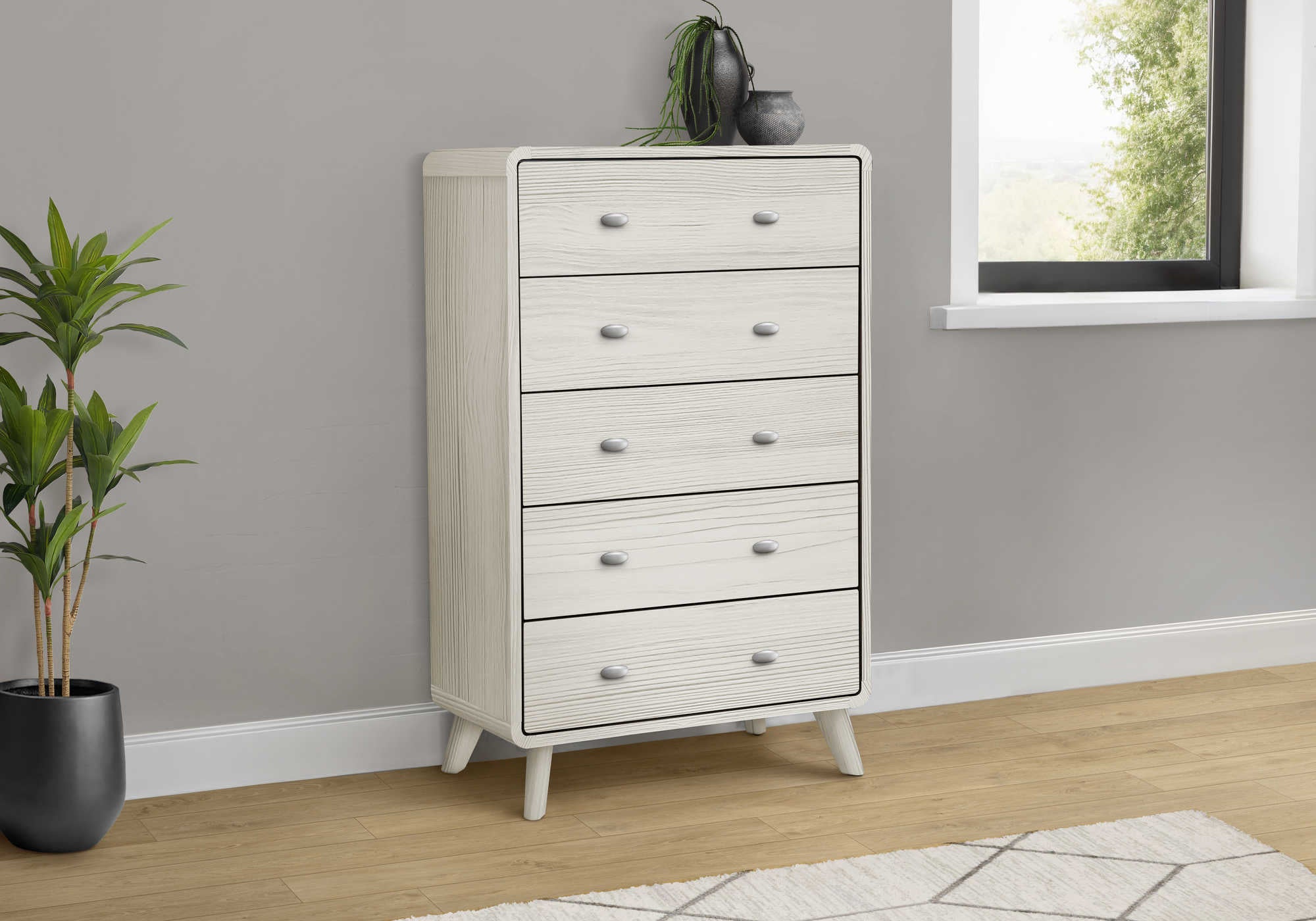 CHAMBRE A COUCHER - COMMODE 5 TIROIRS / CHENE GRIS – I 5239