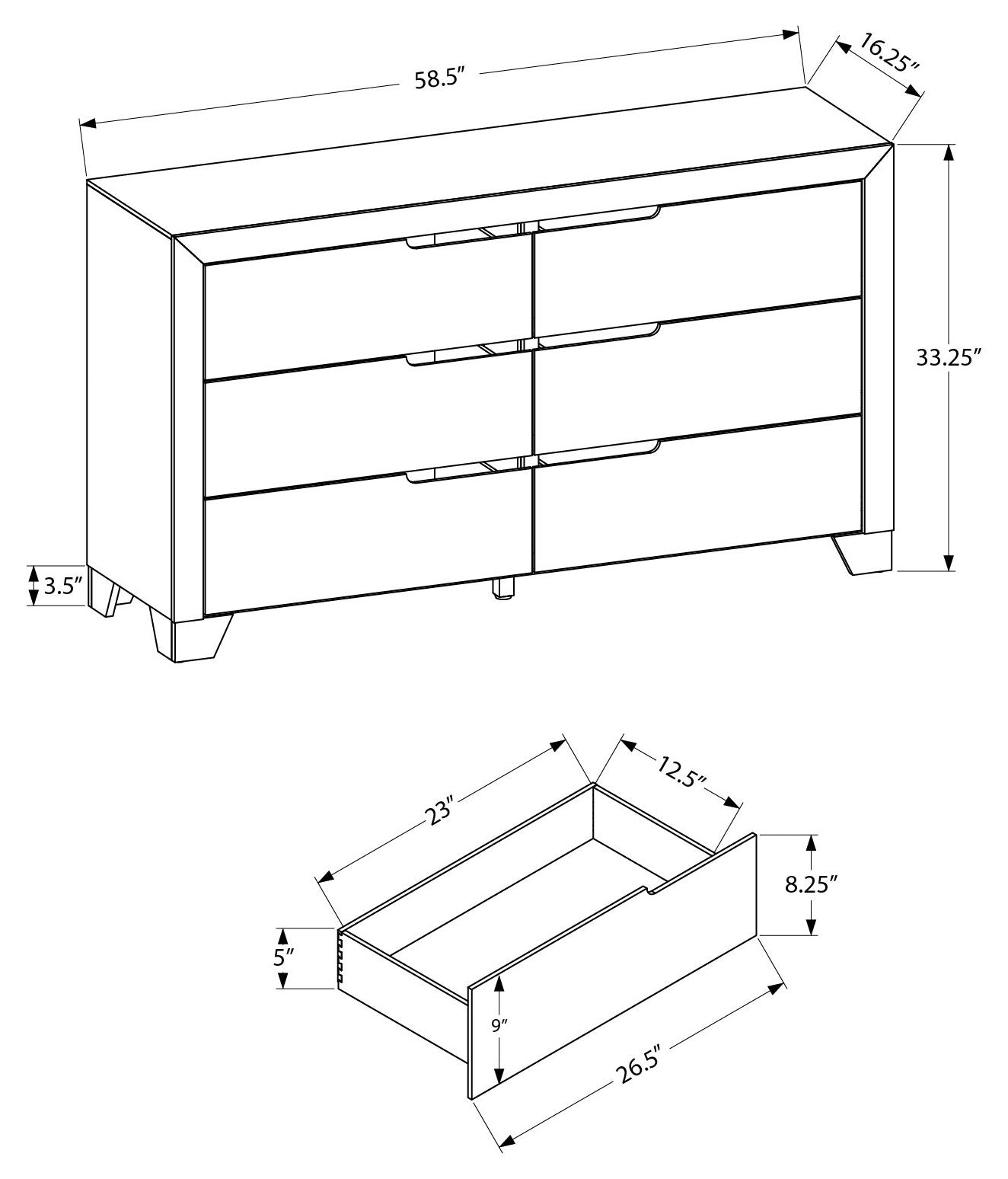 CHAMBRE A COUCHER - COMMODE 6 TIROIRS / BLANCHE – I 5241