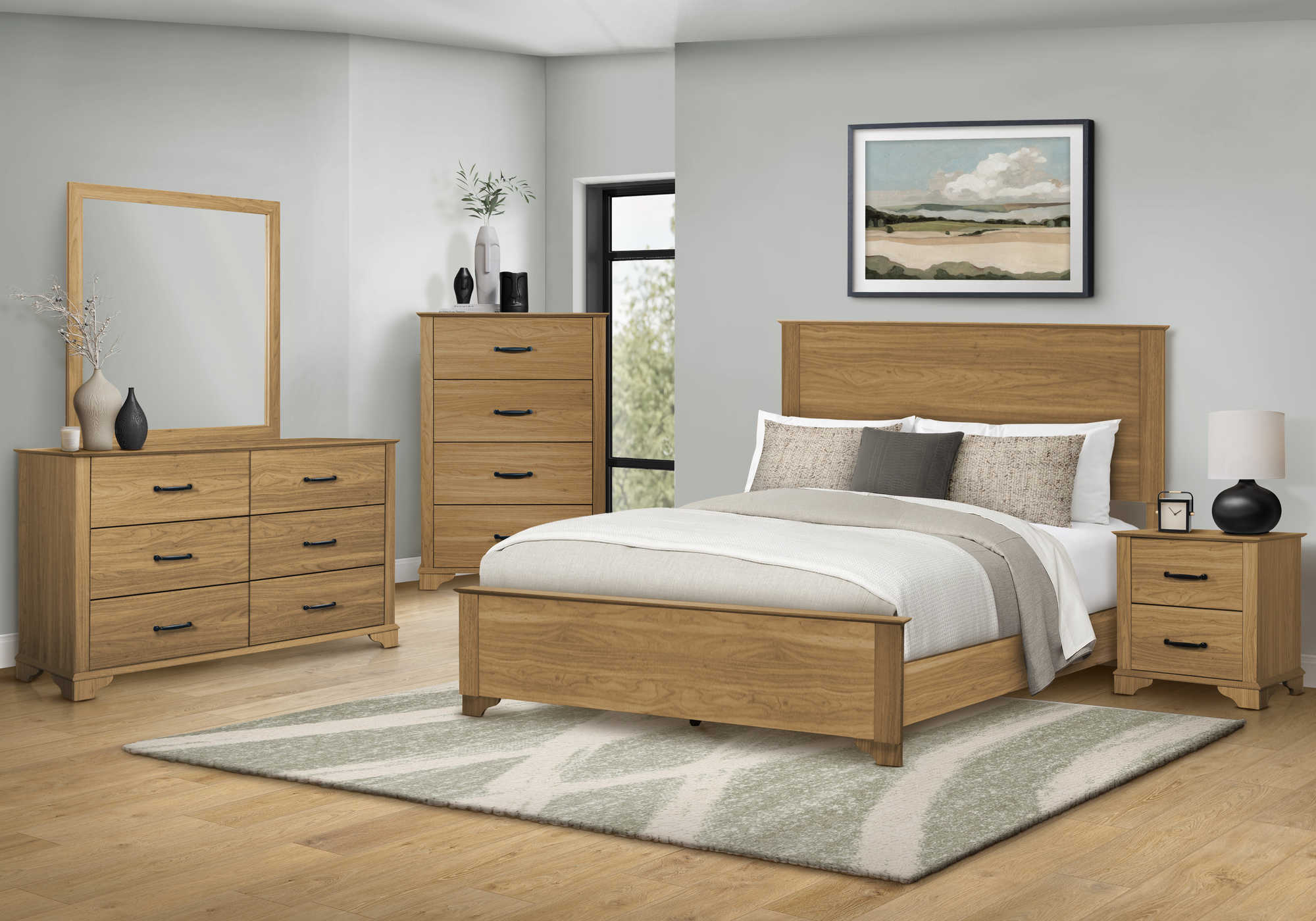 CHAMBRE A COUCHER - LIT QUEEN / FINI CHENE MOYEN – I 5265Q