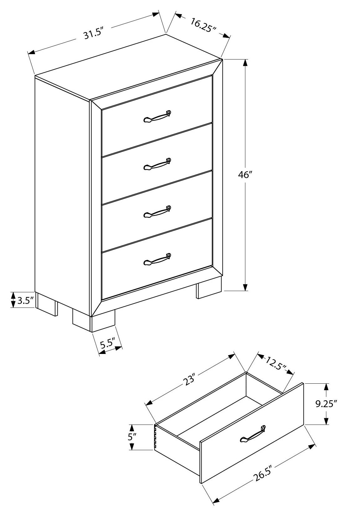 CHAMBRE A COUCHER - COMMODE 4 TIROIRS / CHENE RUSTIQUE – I 5274