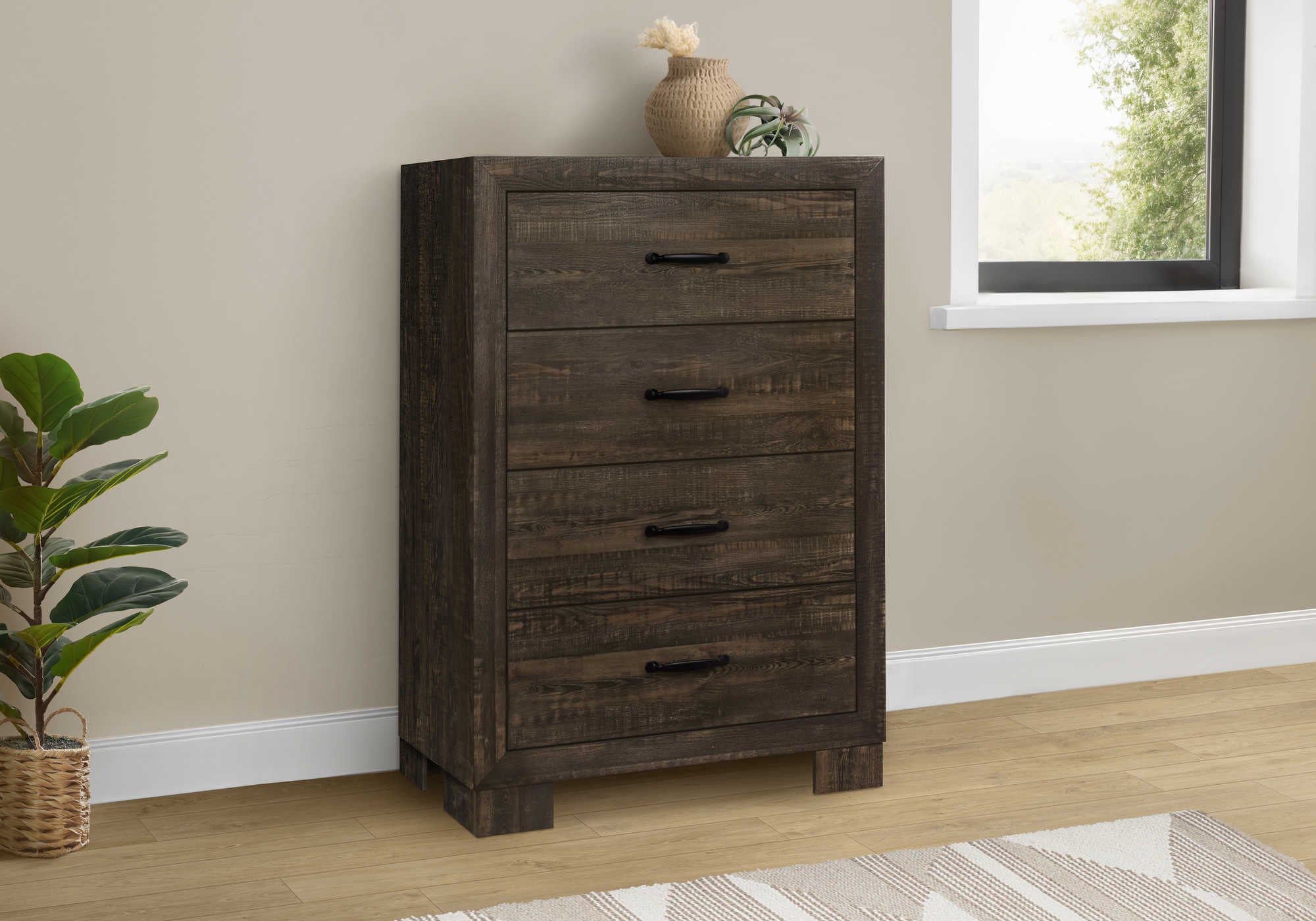 CHAMBRE A COUCHER - COMMODE 4 TIROIRS / CHENE RUSTIQUE – I 5274