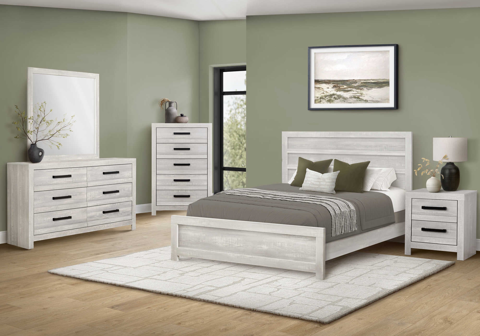 CHAMBRE A COUCHER - LIT QUEEN / FAUX BOIS GRIS – I 5280Q