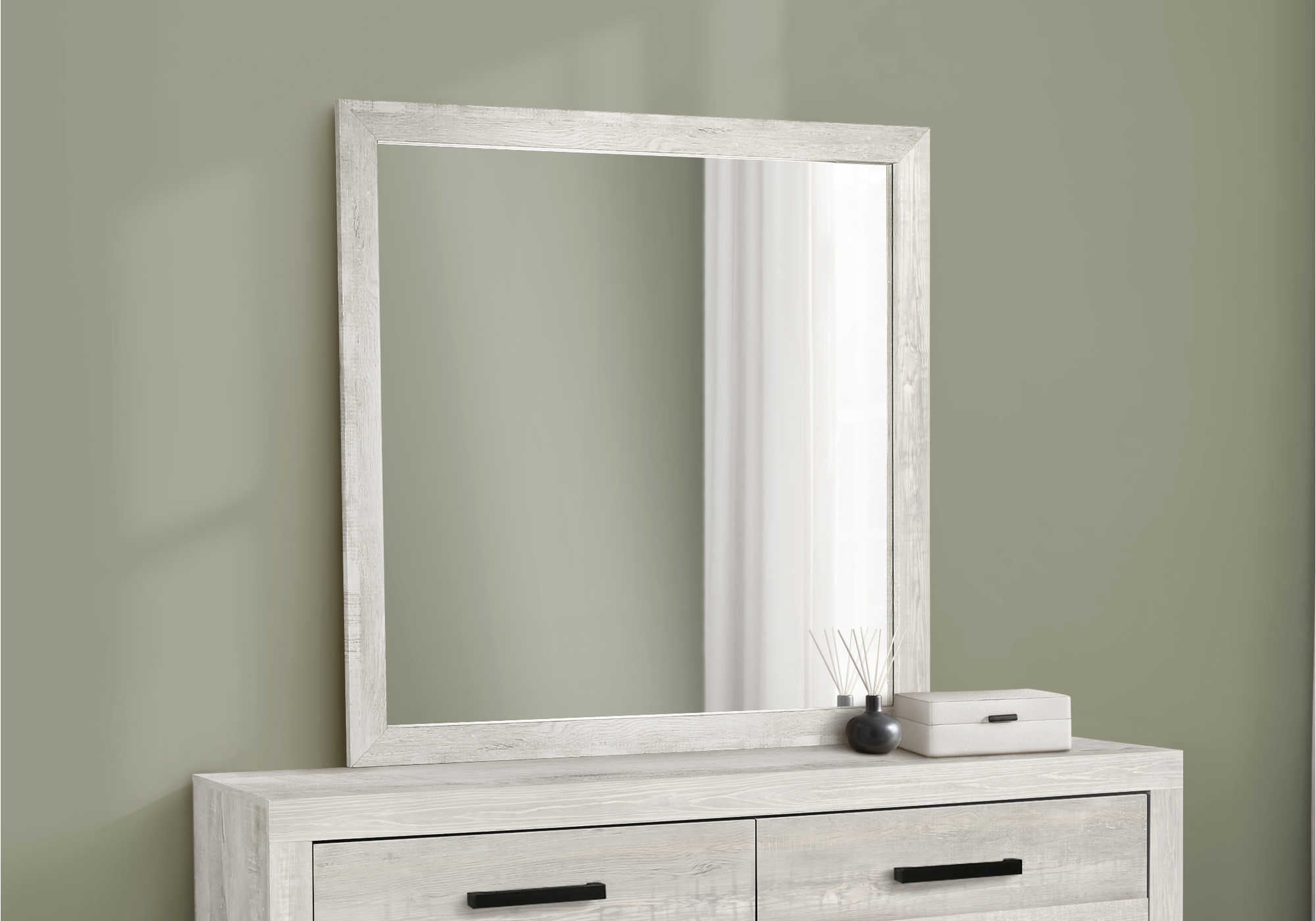 CHAMBRE A COUCHER - MIROIR MURAL / FAUX BOIS GRIS – I 5282
