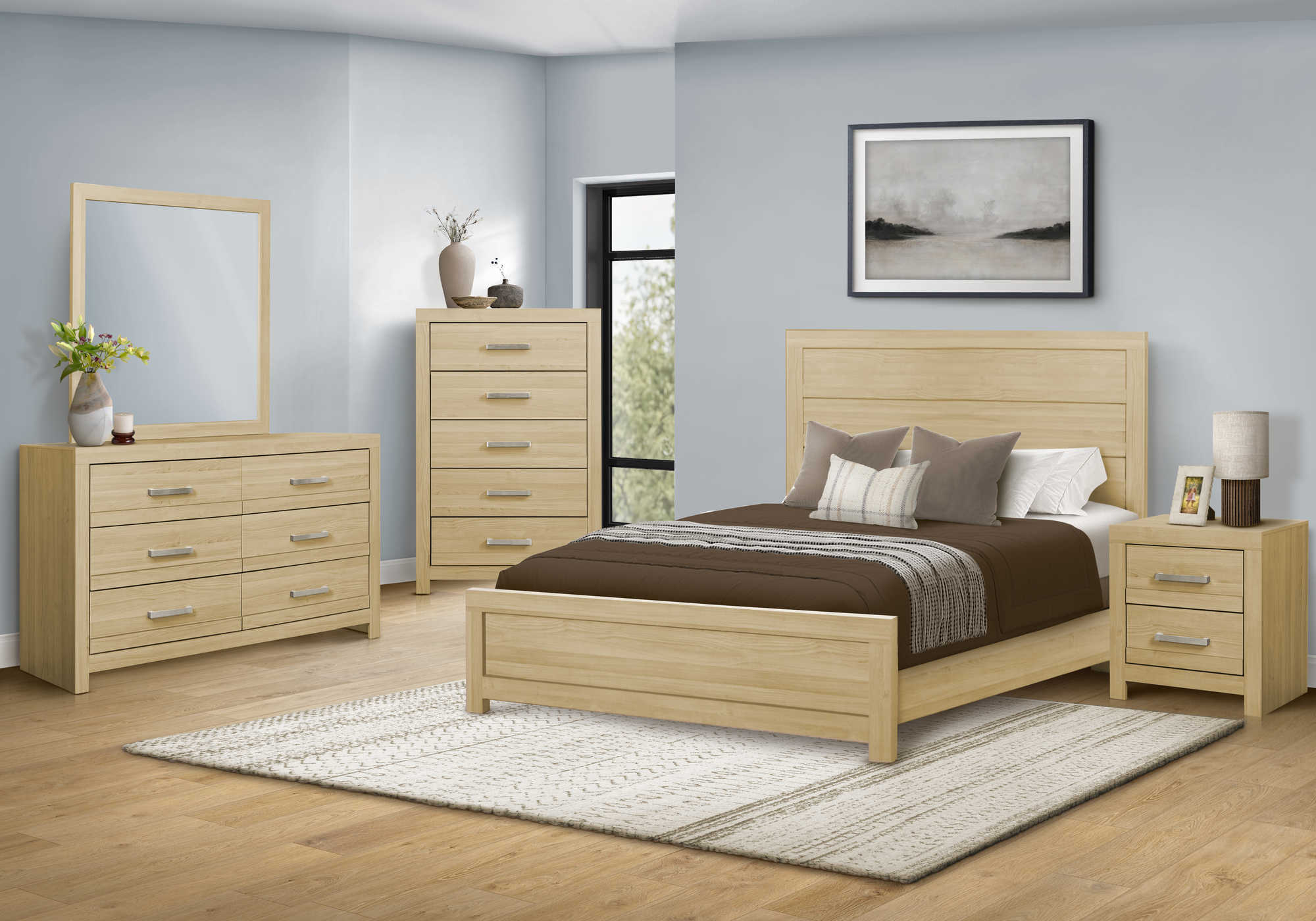 CHAMBRE A COUCHER - LIT QUEEN / FINI NATUREL – I 5285Q