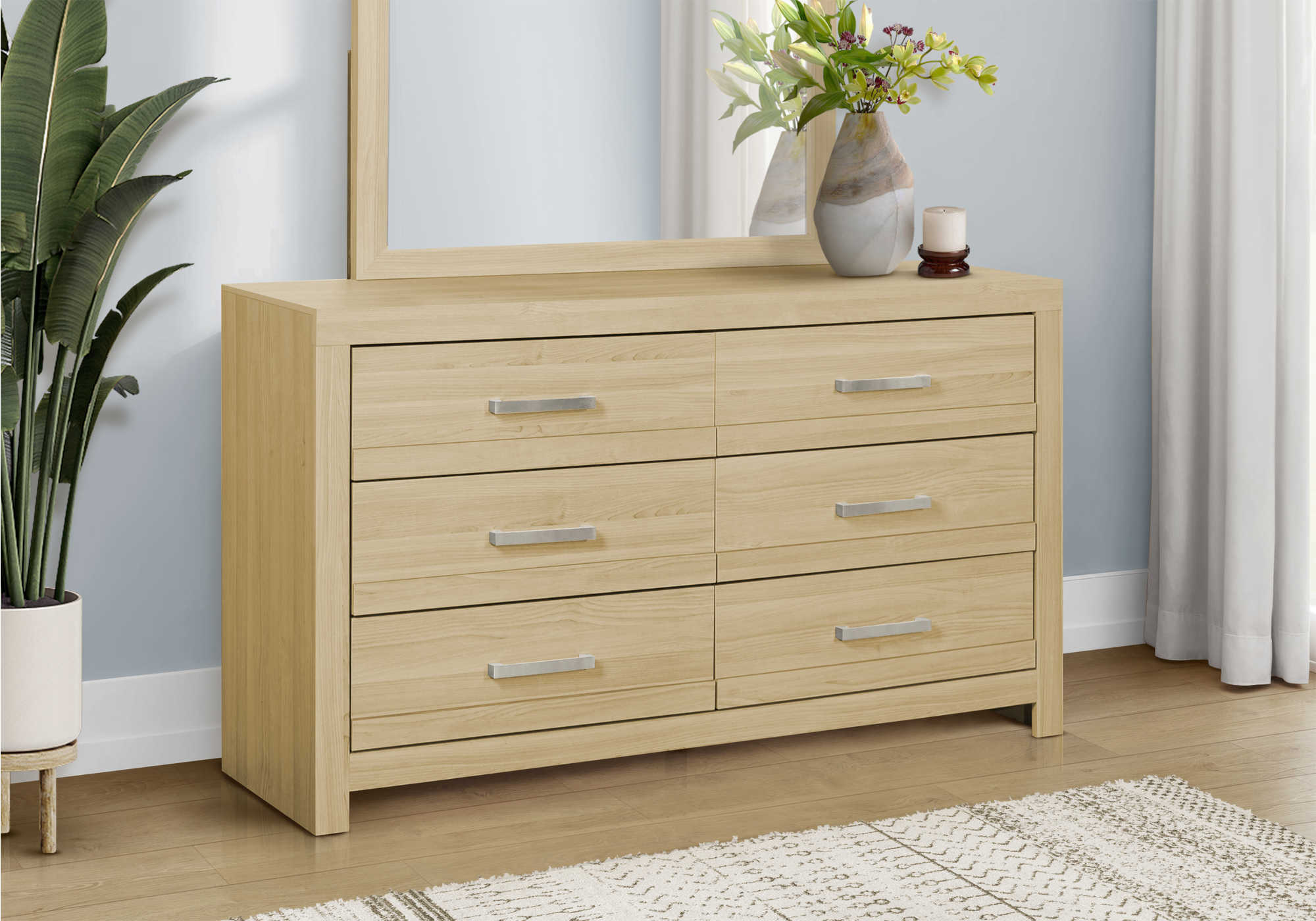 CHAMBRE A COUCHER - COMMODE 6 TIROIRS / FINI NATUREL – I 5286