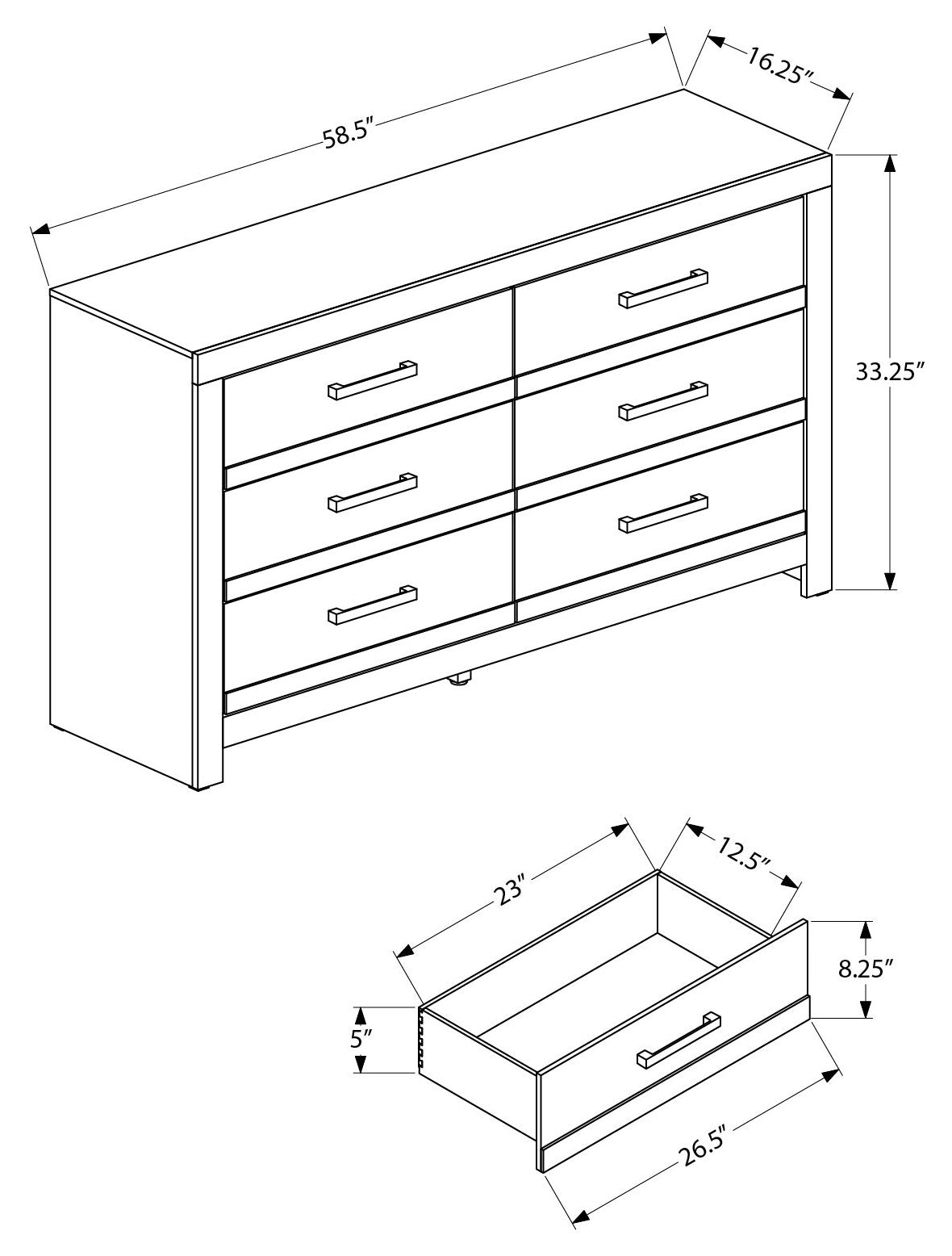 CHAMBRE A COUCHER - COMMODE 6 TIROIRS / FINI NATUREL – I 5286