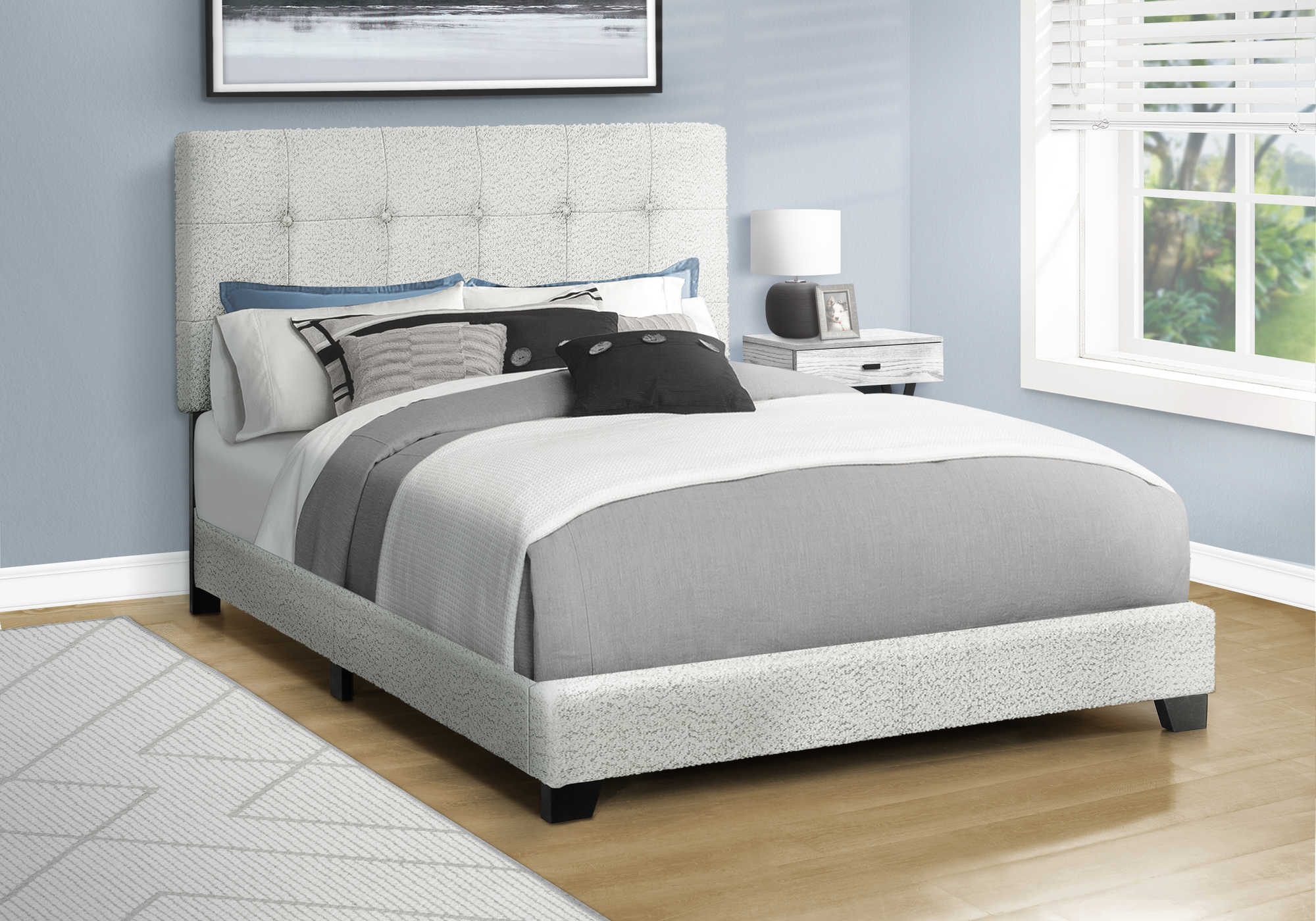 LIT - DOUBLE / TISSU BOUCLE GRIS PALE – I 5801F