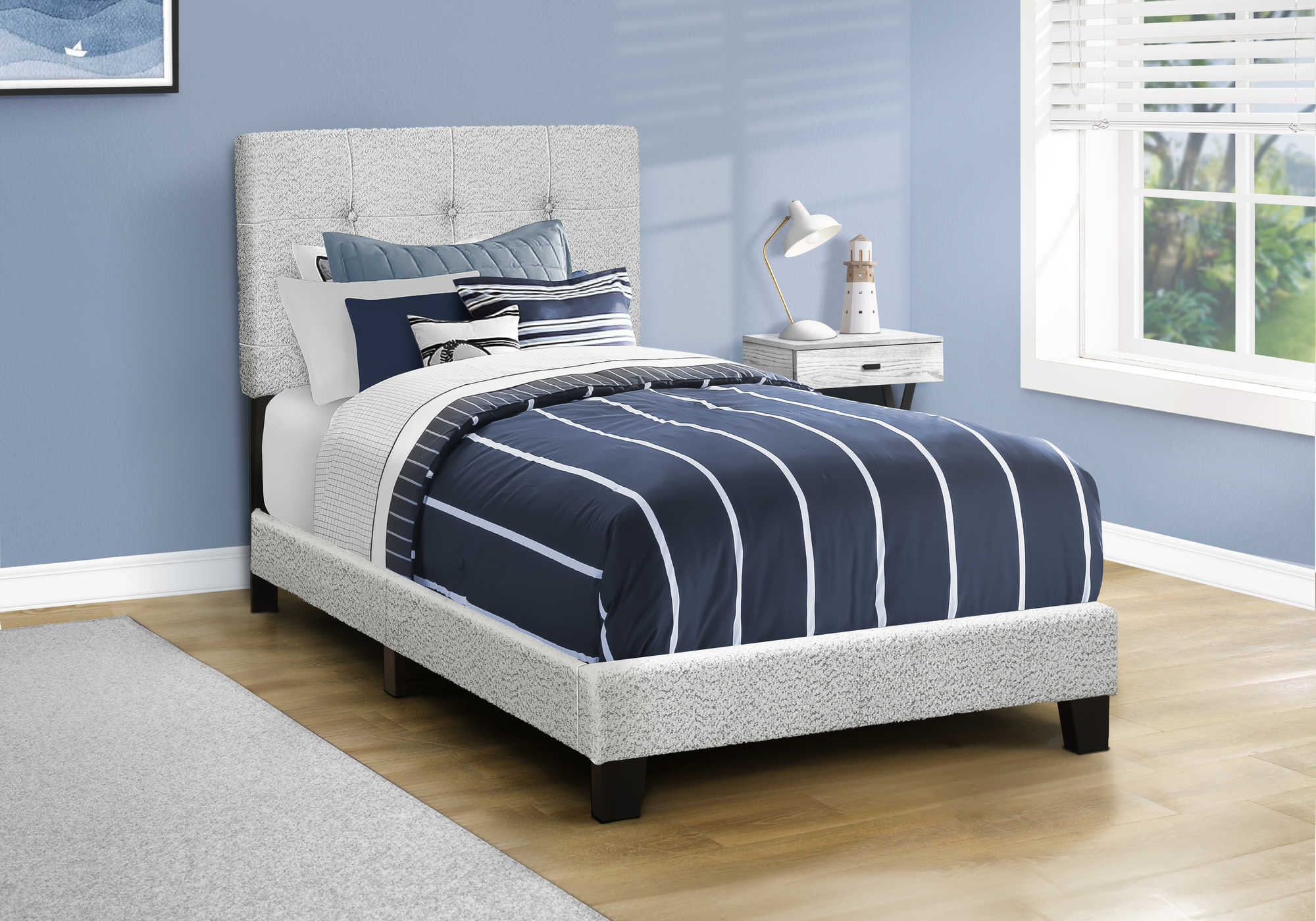 LIT - SIMPLE / TISSU BOUCLE GRIS PALE – I 5801T
