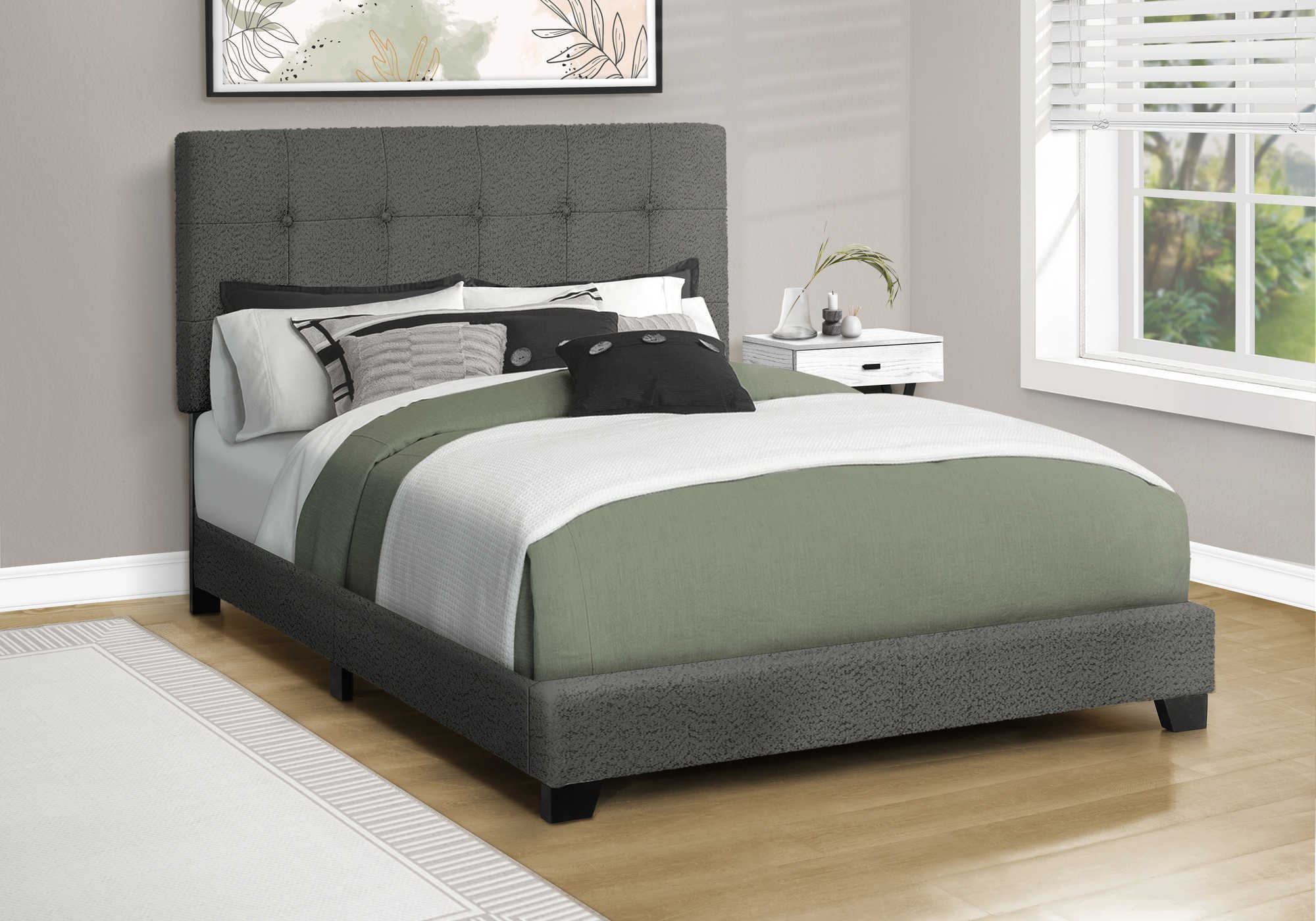 LIT - DOUBLE / TISSU BOUCLE GRIS FONCE – I 5803F