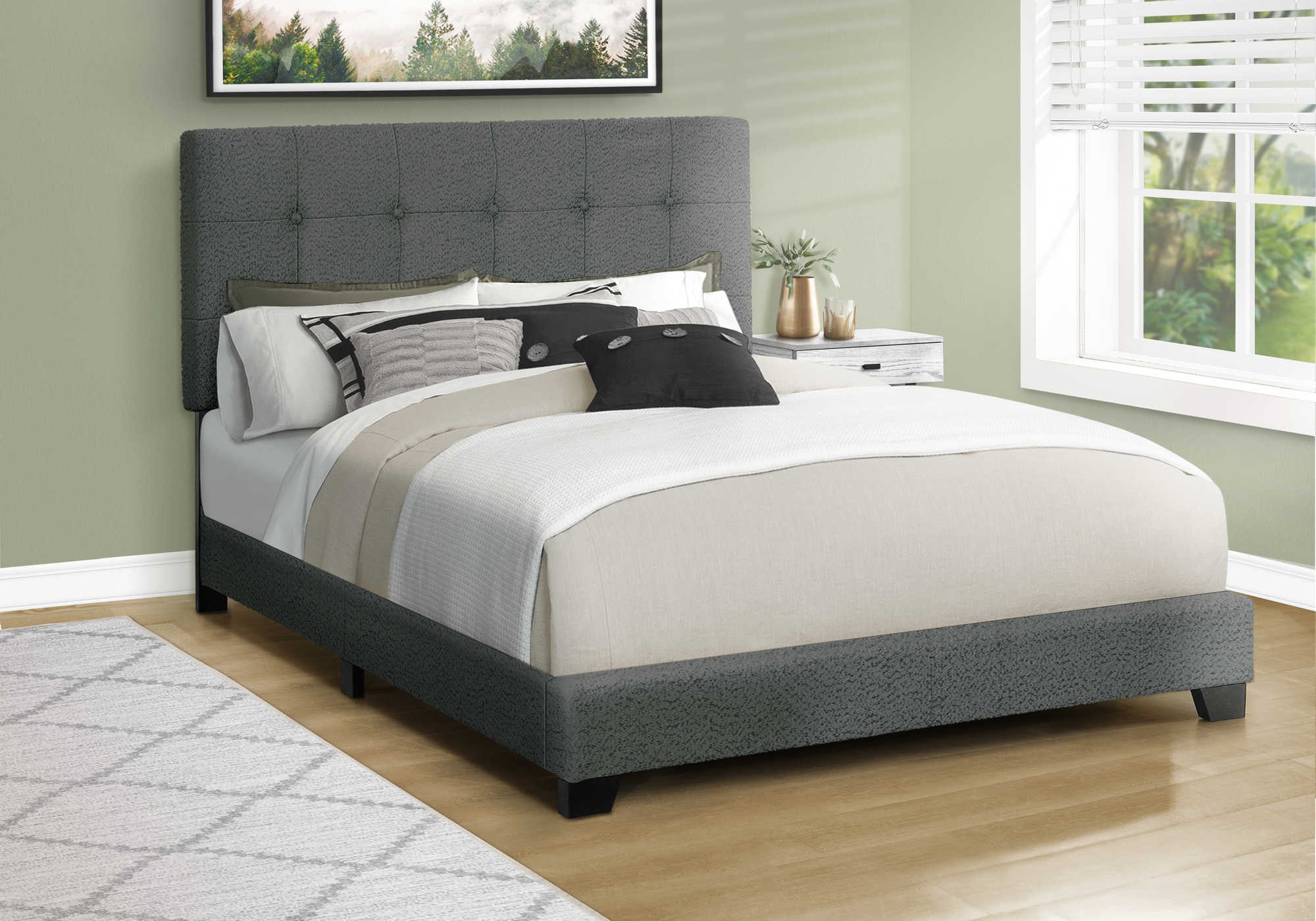 LIT - QUEEN / TISSU BOUCLE GRIS FONCE – I 5803Q