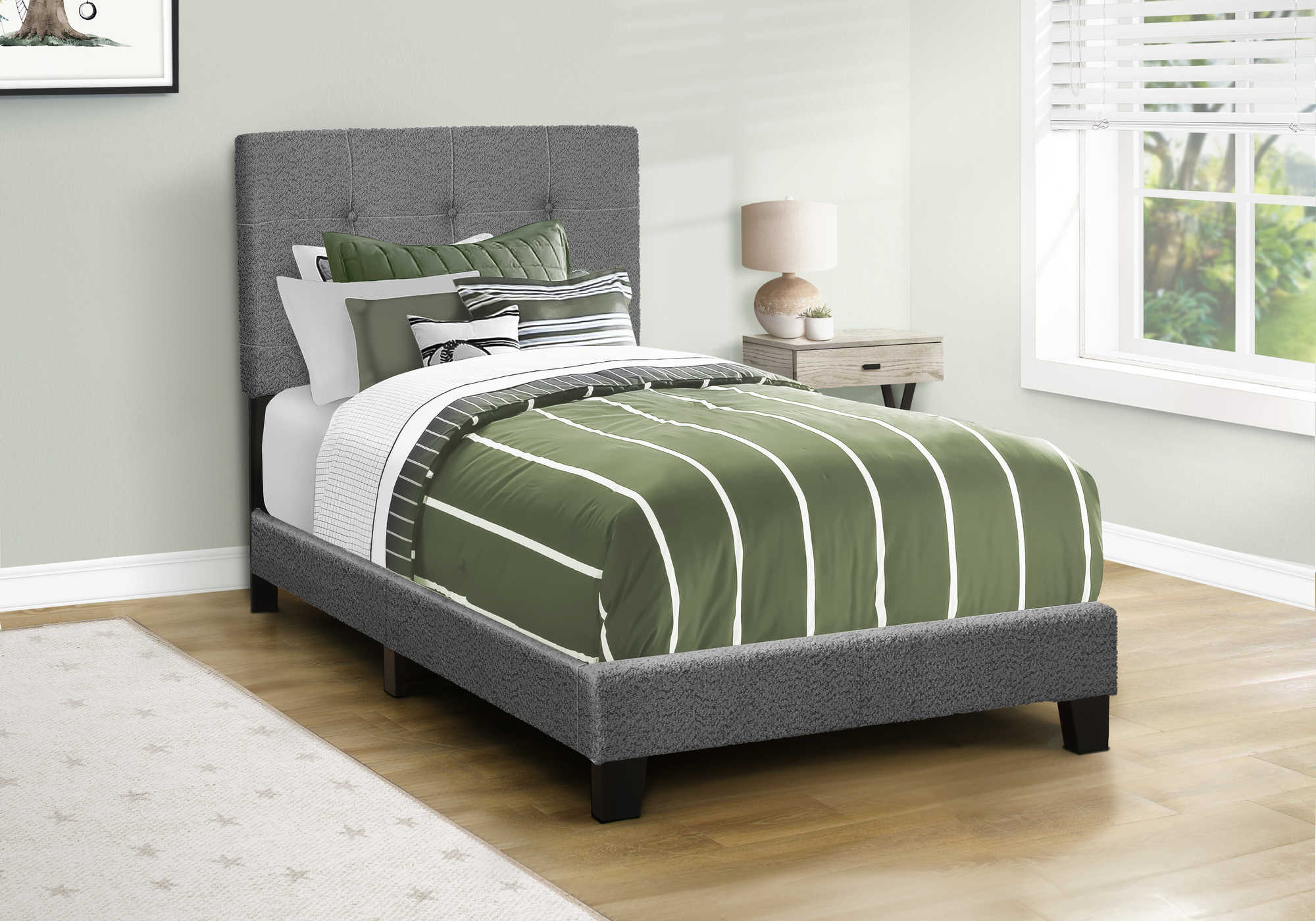 LIT - SIMPLE / TISSU BOUCLE GRIS FONCE – I 5803T