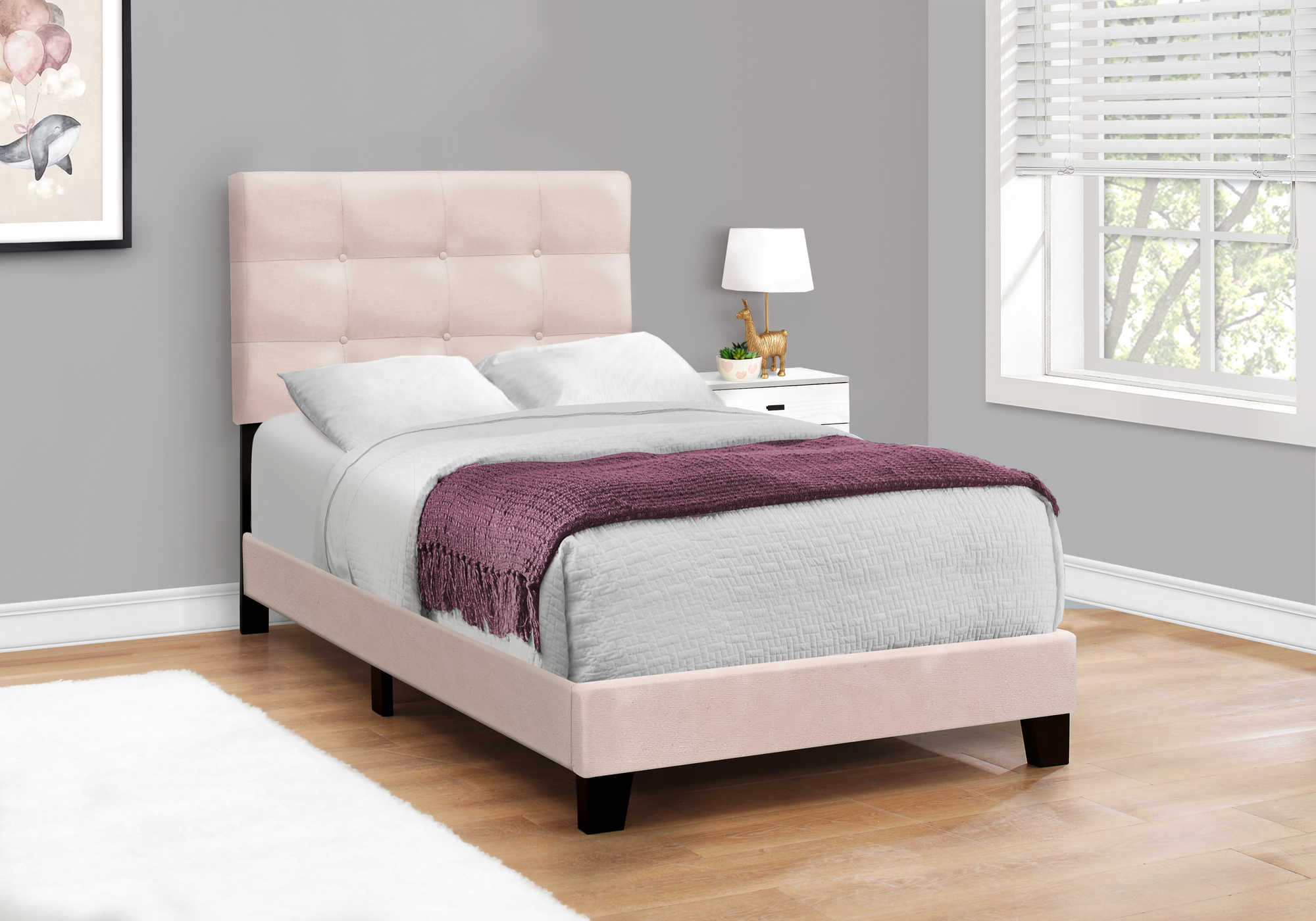 Image of bed - twin size / pink velvet  i 5916t.