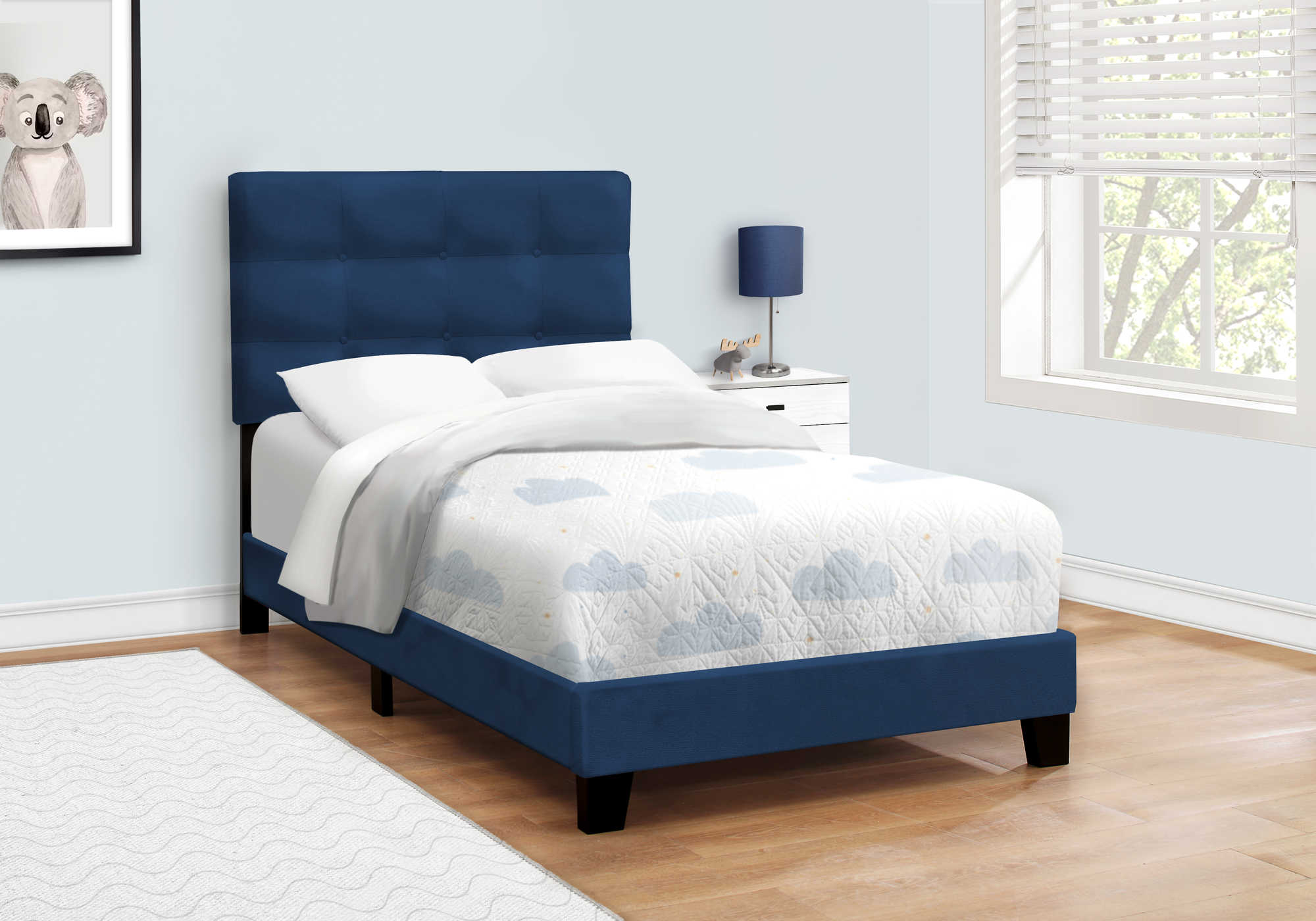 Image of bed - twin size / navy blue velvet i 5918t.