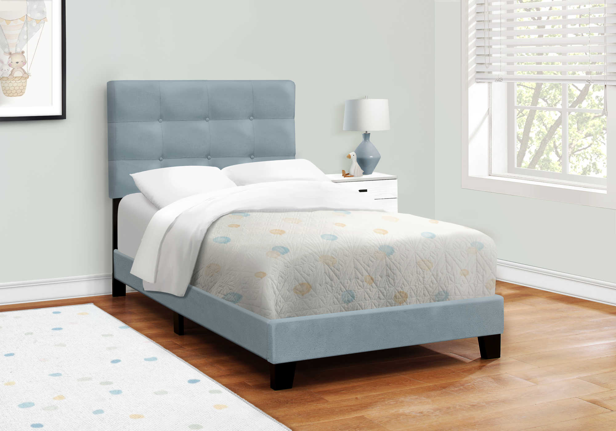 Image of bed - twin size / steel blue velvet i 5919t.