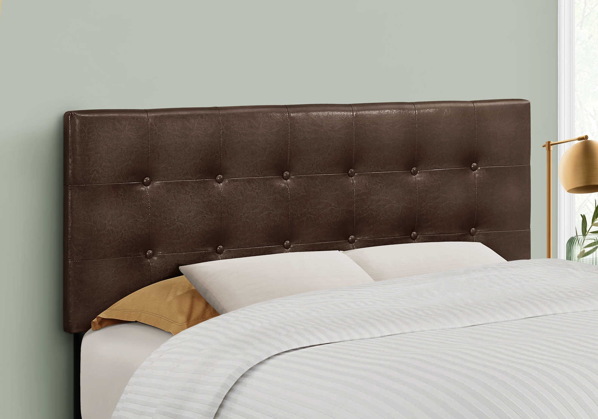 Image of bed - full size / brown leather-look headboard only i 6000f.