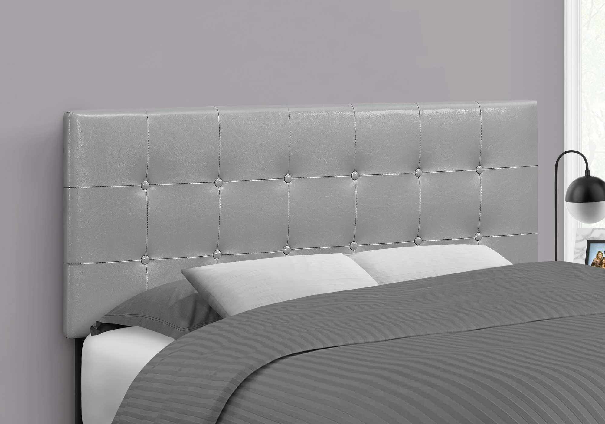 Image of bed - full size / grey leather-look headboard only i 6001f.