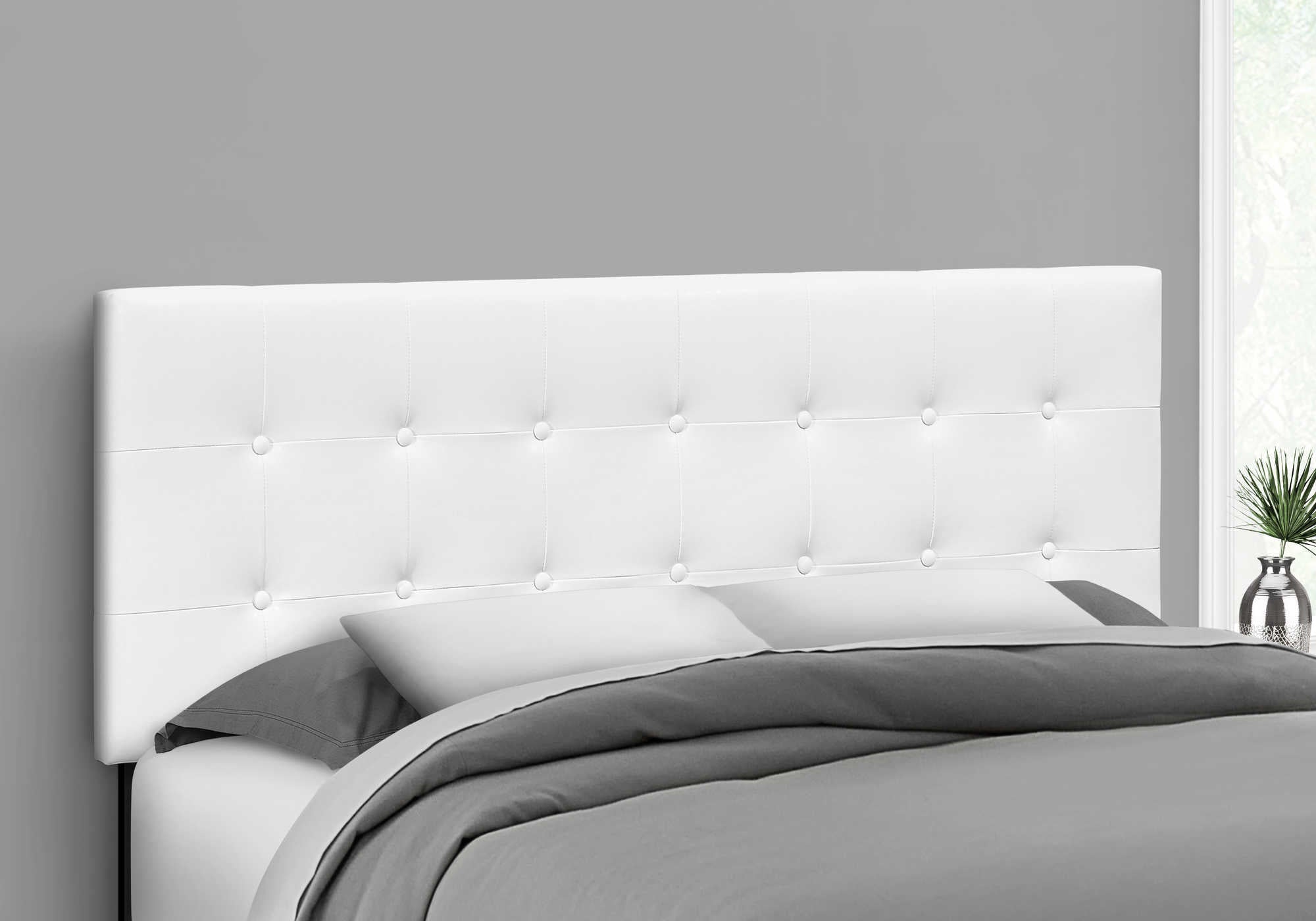 Image of bed - queen size / white leather-look headboard only i 6002q.