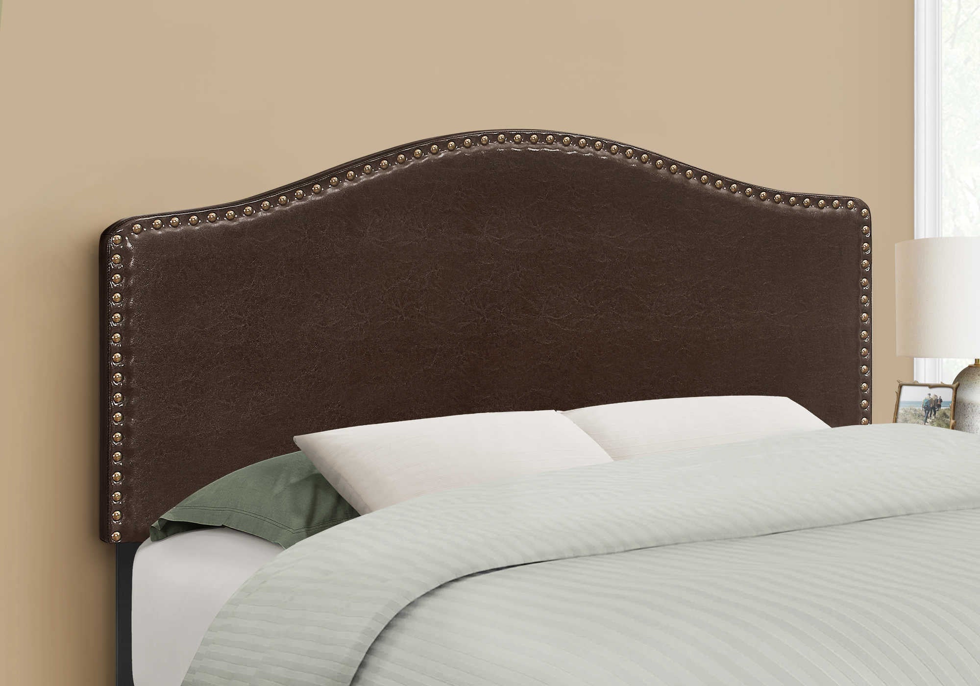Image of bed - full size / brown leather-look headboard only i 6010f.