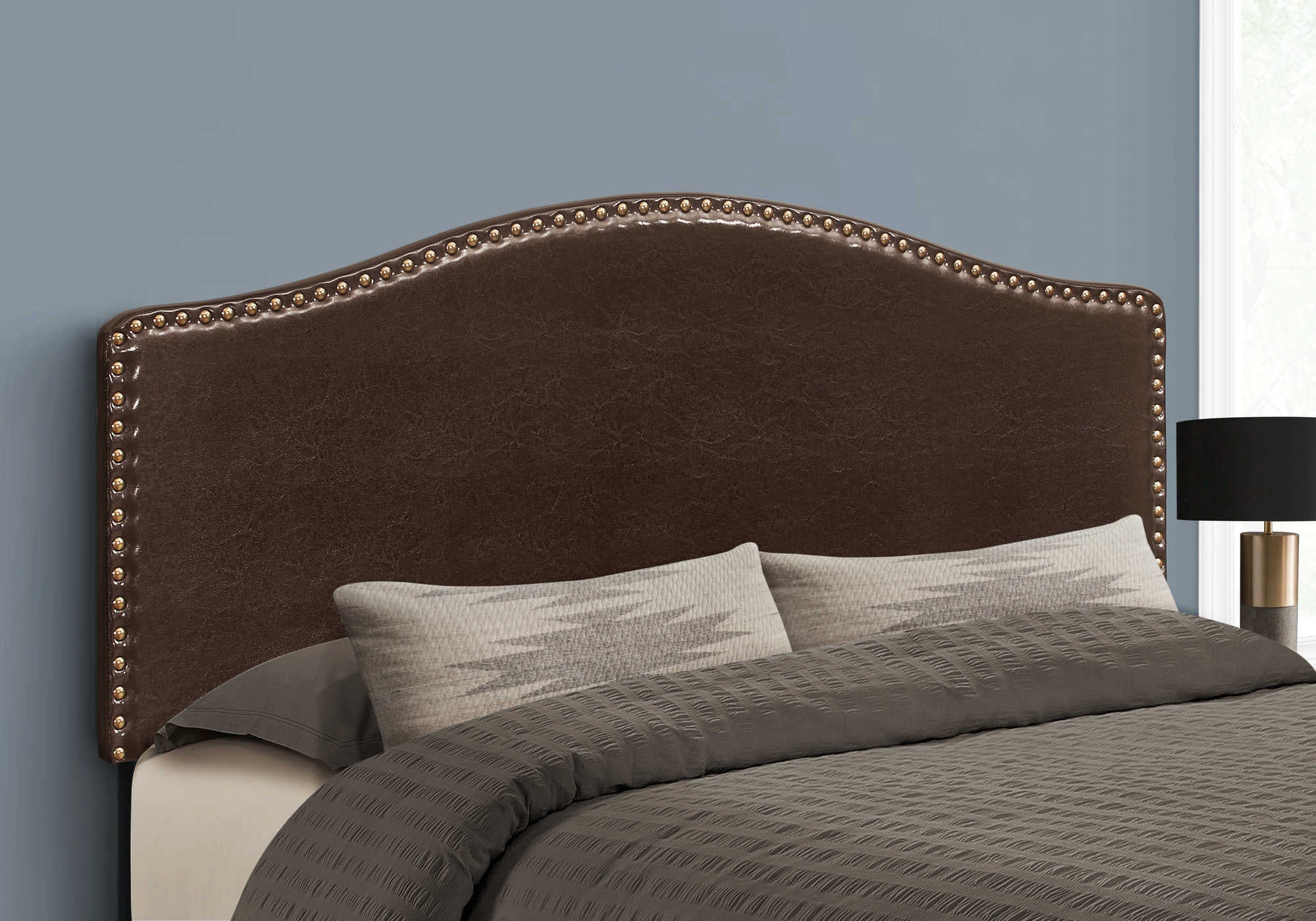 Image of bed - queen size / brown leather-look headboard only i 6010q.