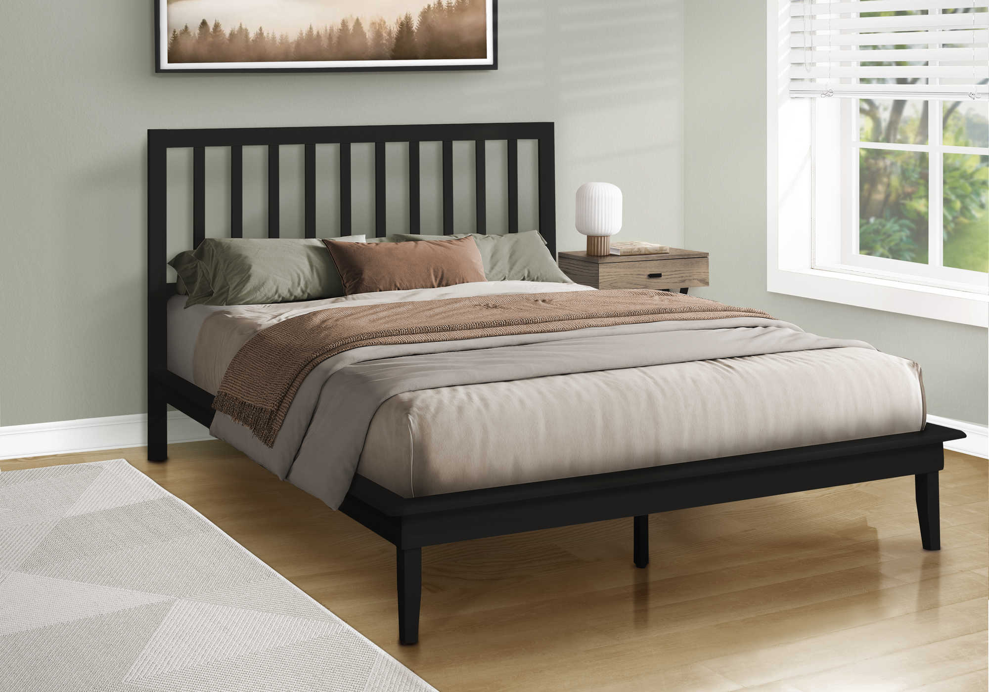 LIT - QUEEN / BOIS MASSIF PLATEFORME NOIR – I 6060Q