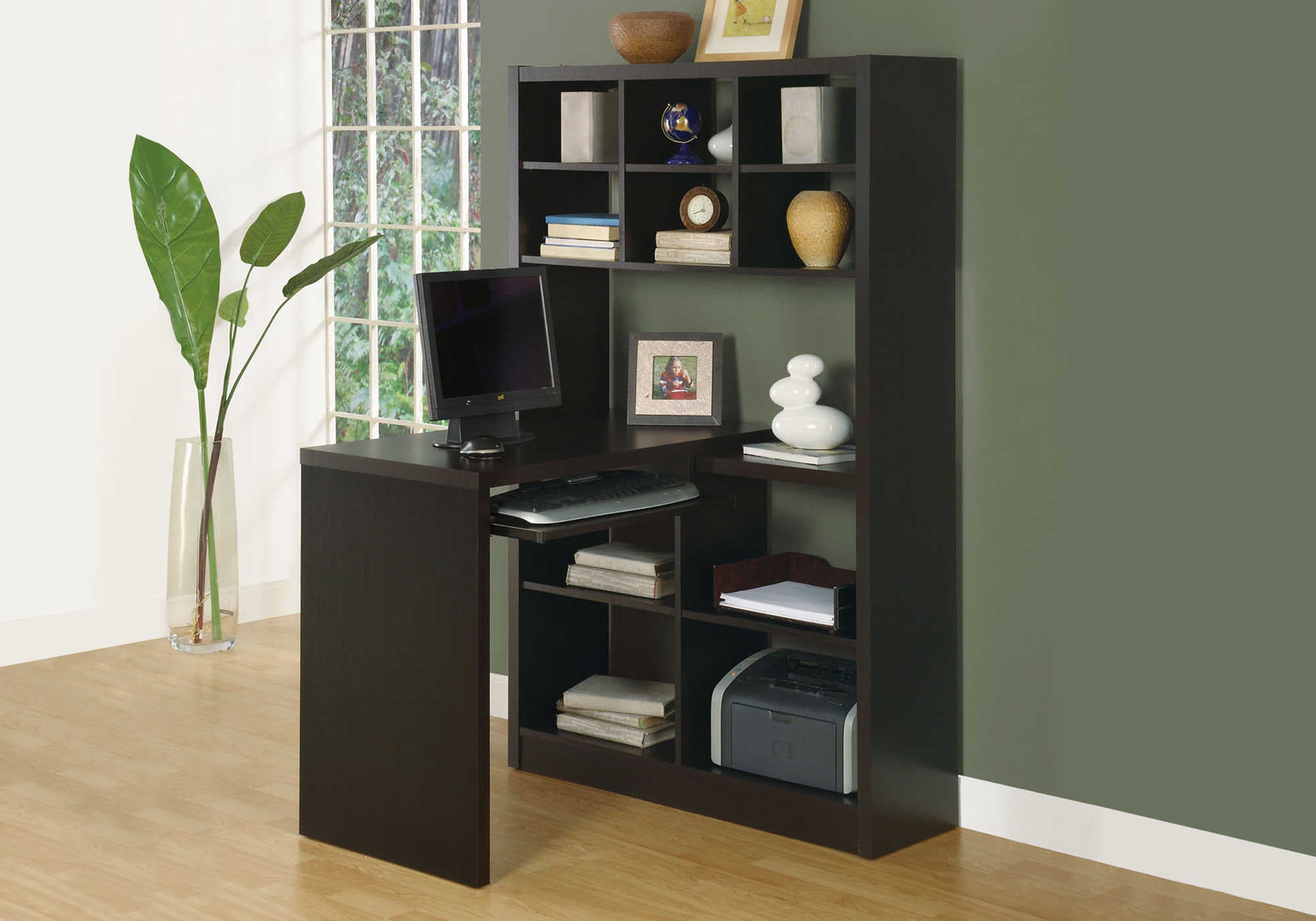 Image of computer desk - espresso left or right facing corner i 7021.