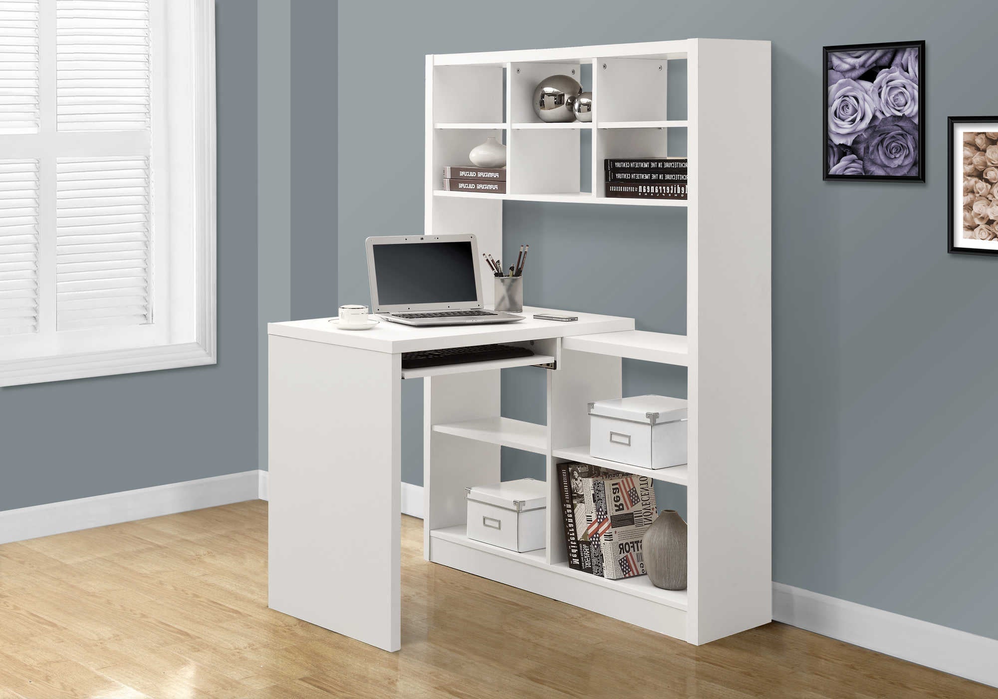 Image of computer desk - white left or right facing corner i 7022.