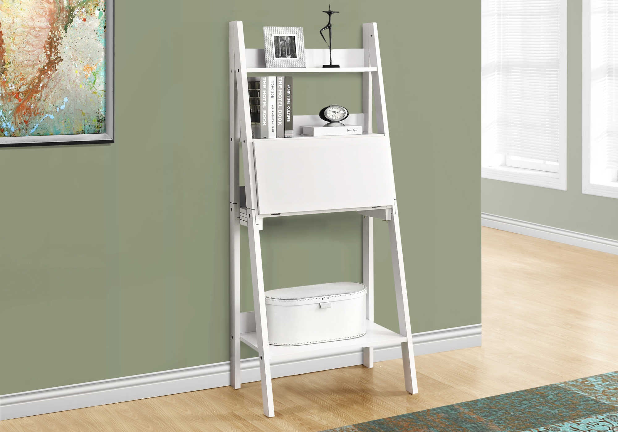 Image of computer desk - 61"h / white ladder style  i 7040.