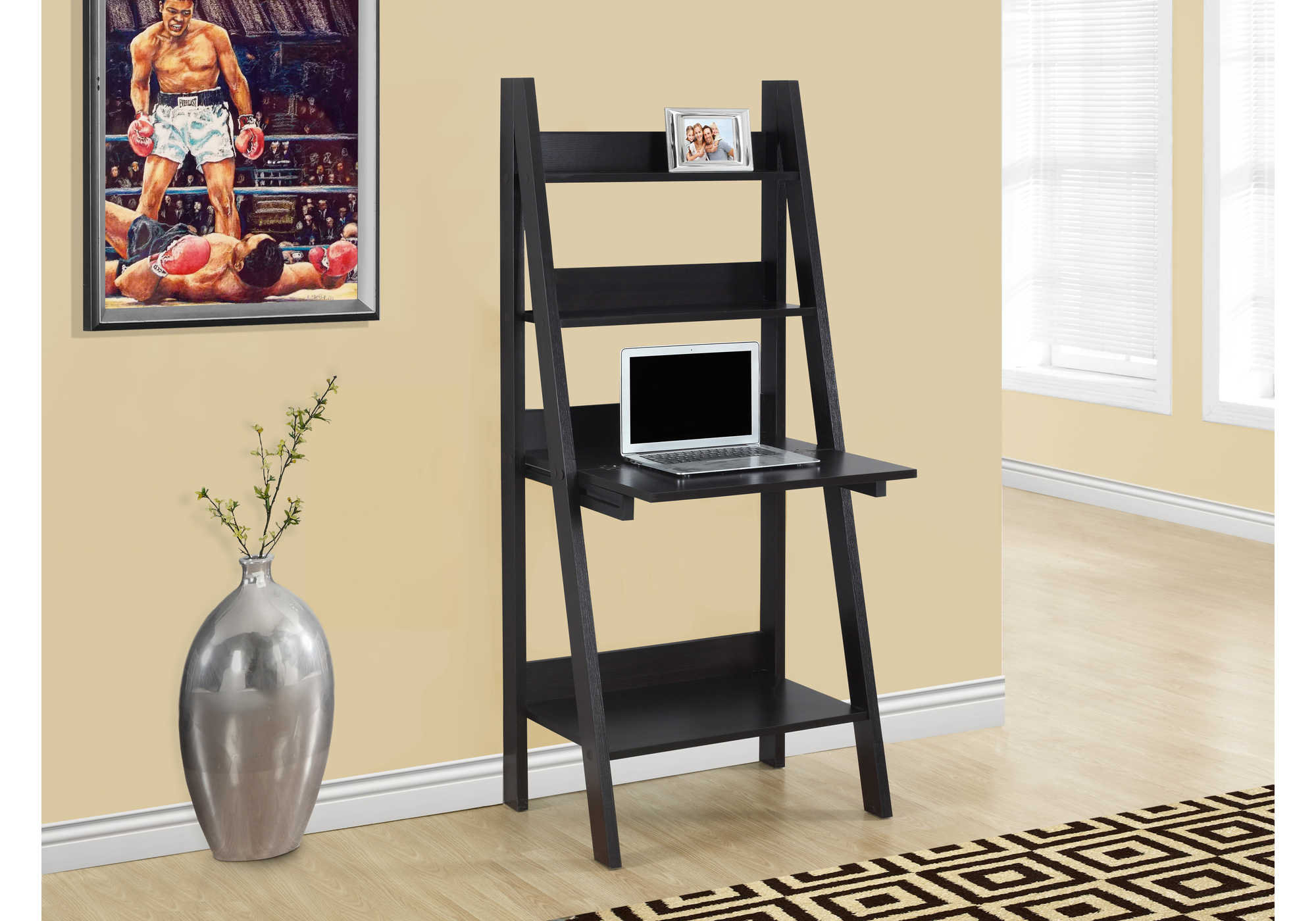 Image of computer desk - 61"h / espresso ladder style i 7043.