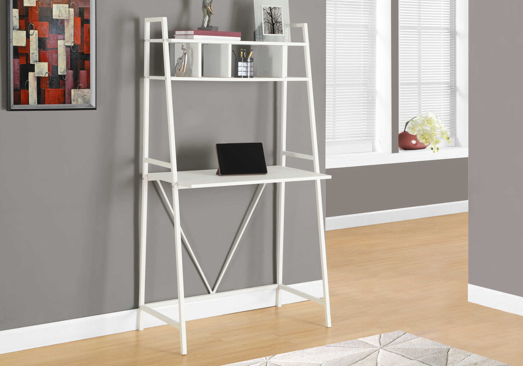 Image of computer desk - 32"l / white top / white metal i 7163.