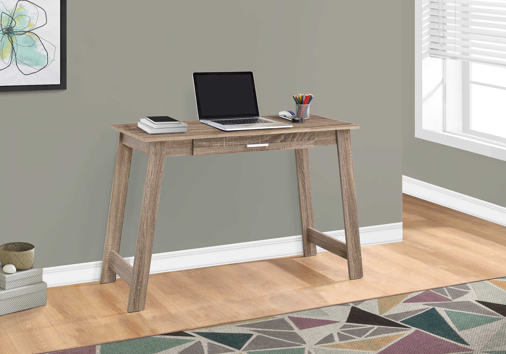BUREAU - 42"L / TAUPE FONCE AVEC TIROIR DE RANGEMENT – I 7191.