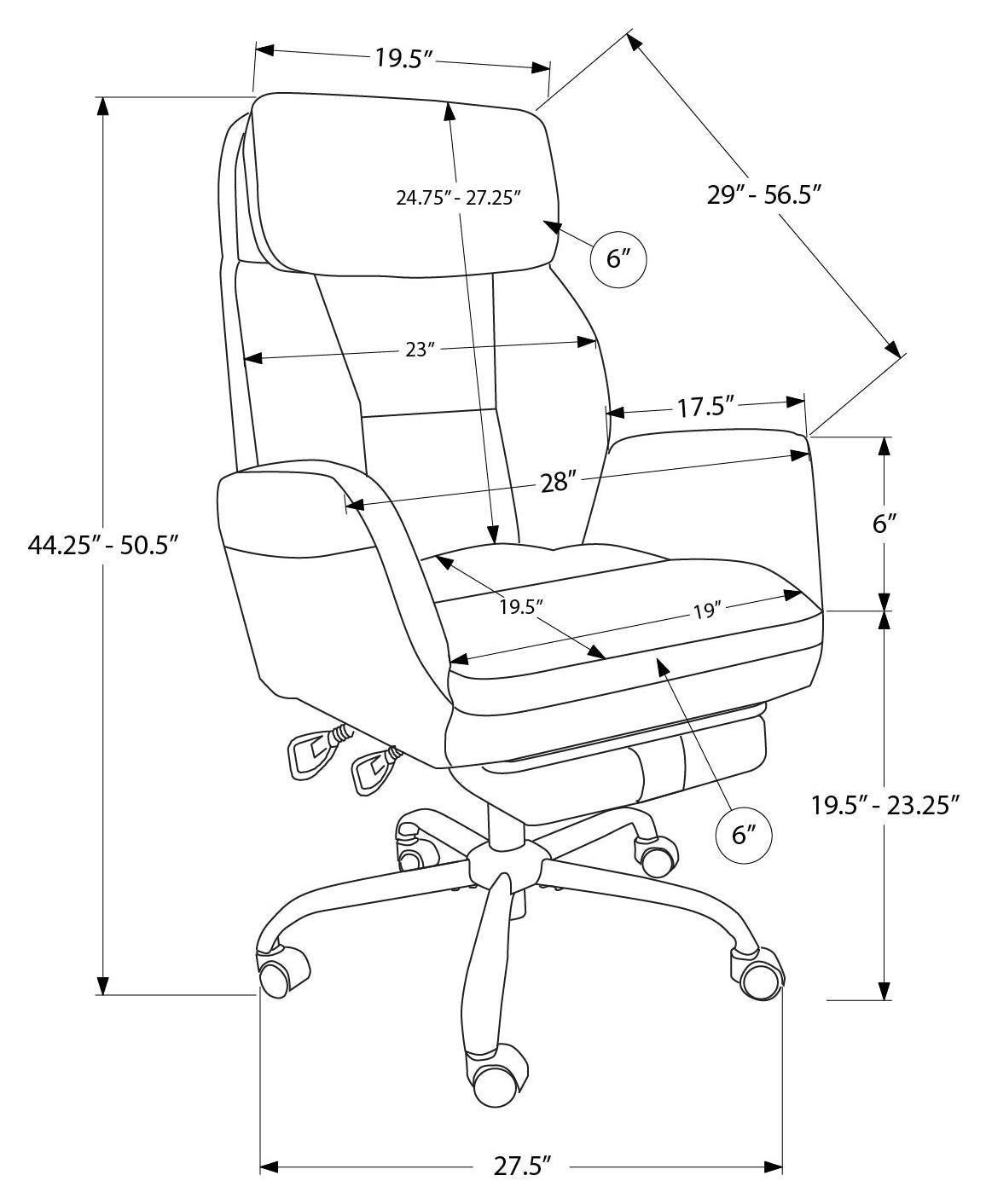 CHAISE DE BUREAU - GRIS FONCE SIMILI-CUIR / DOSSIER EXECUTIF – I 7274