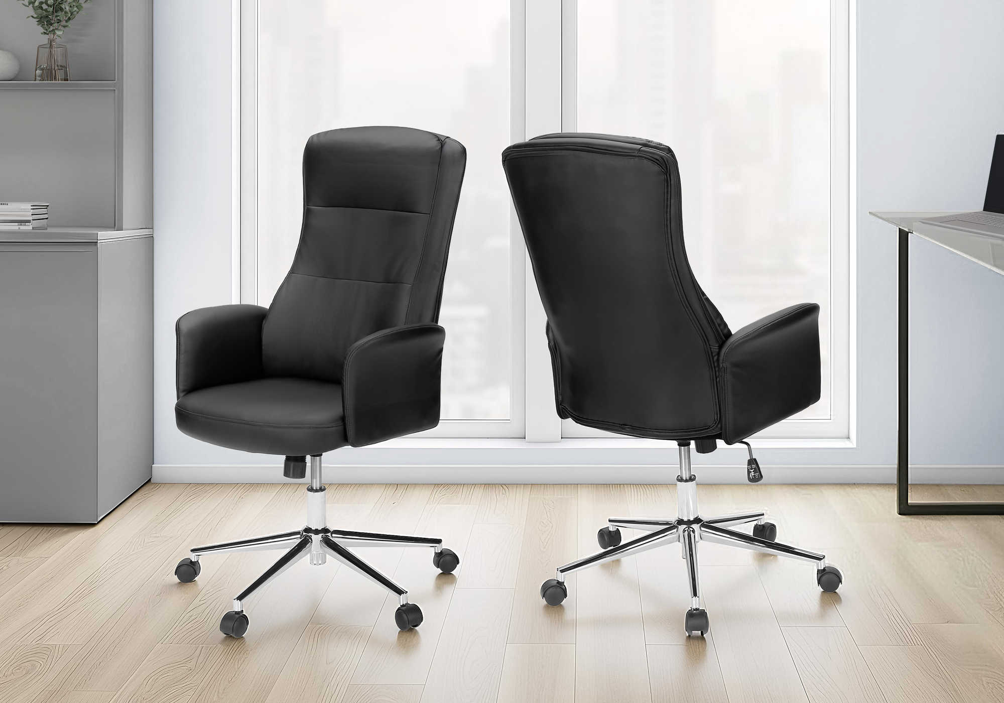 CHAISE DE BUREAU - NOIR SIMILI-CUIR / DOSSIER EXECUTIF – I 7323