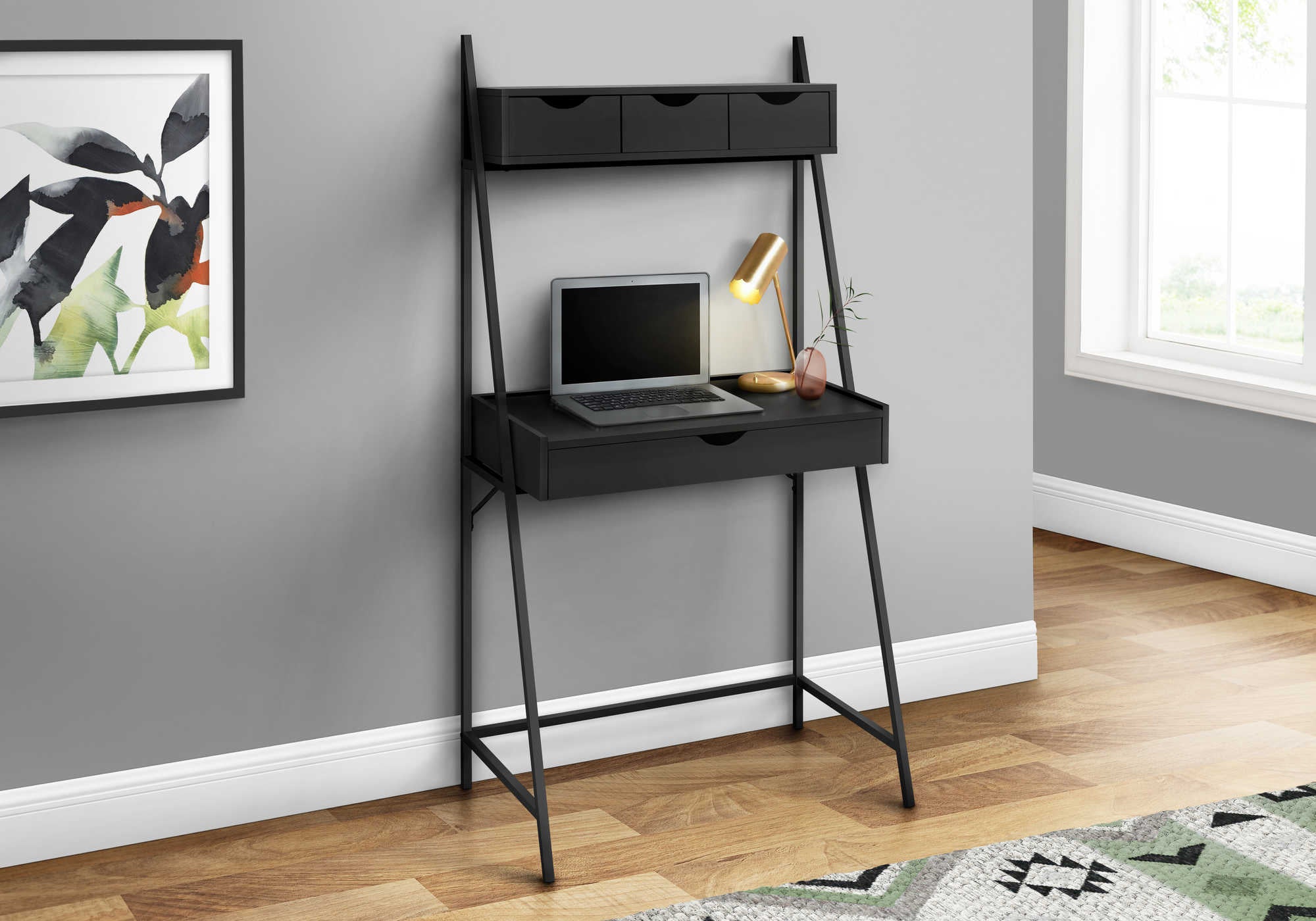 Image of computer desk - 32"l / black / black metal i 7330.