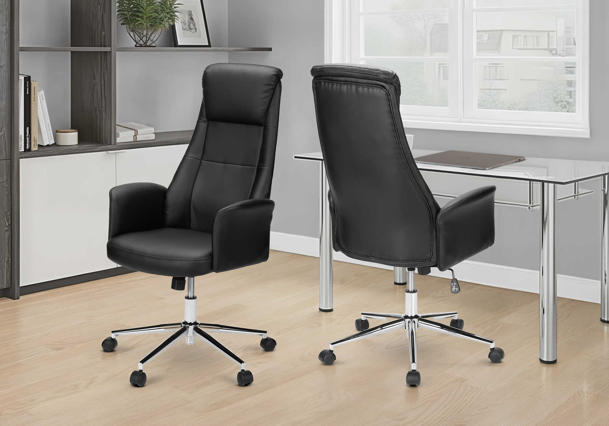 CHAISE DE BUREAU - NOIR SIMILI-CUIR / DOSSIER EXECUTIF – I 7344