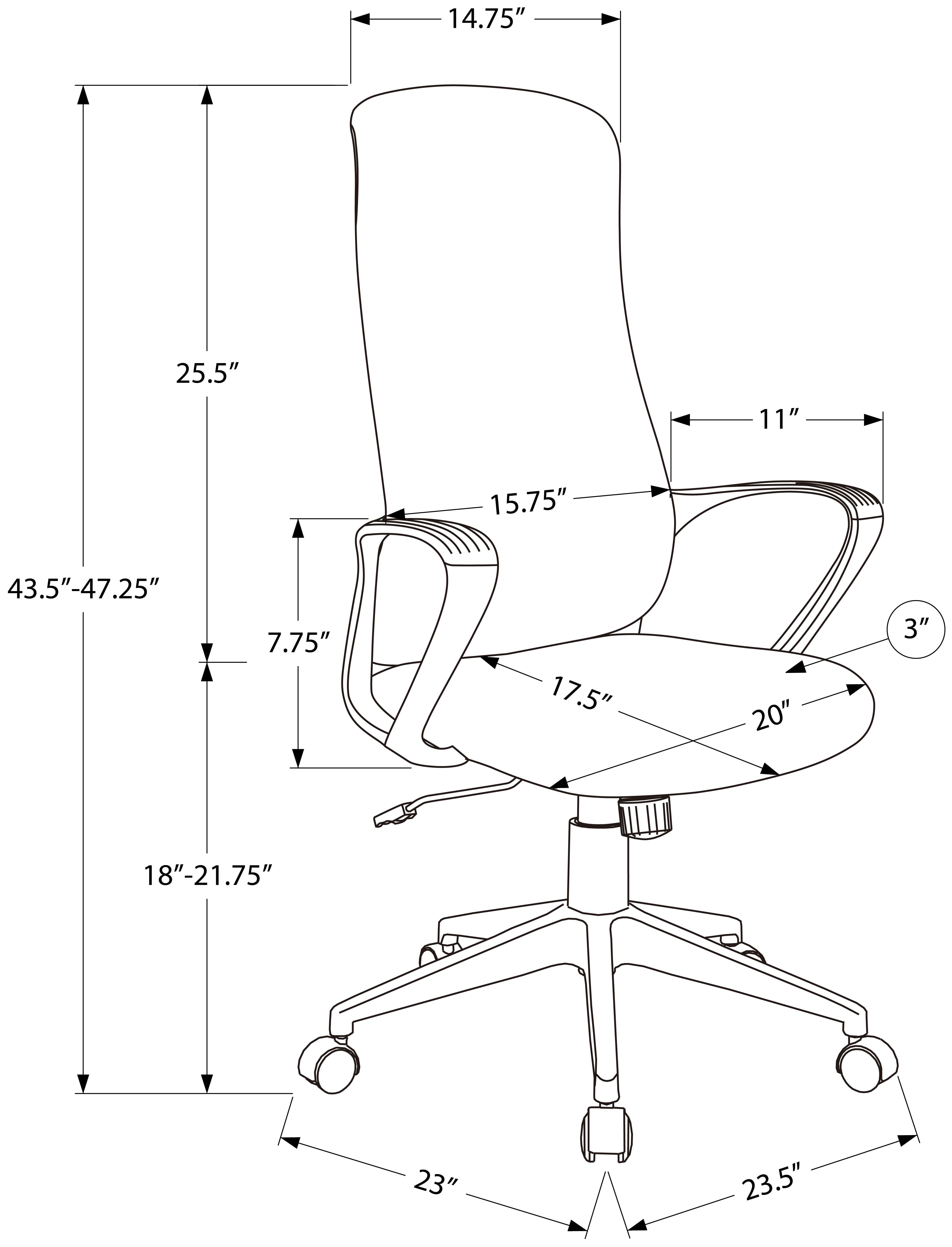 CHAISE DE BUREAU - NOIR / TISSU NOIR / DOSSIER EXECUTIF – I 7354