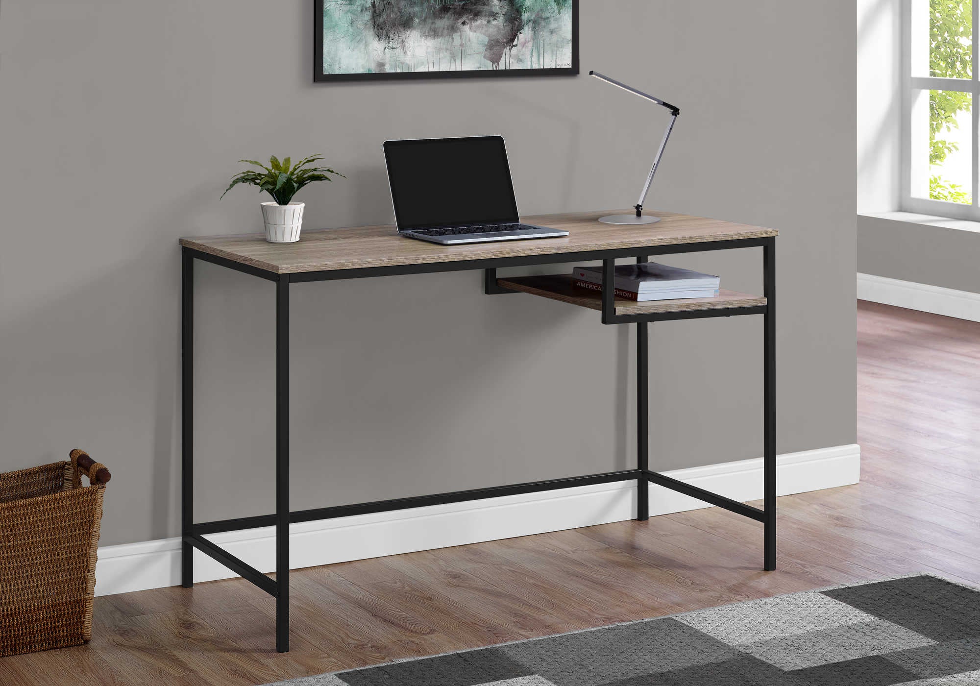 Image of computer desk - 48"l / dark taupe / black metal i 7370.