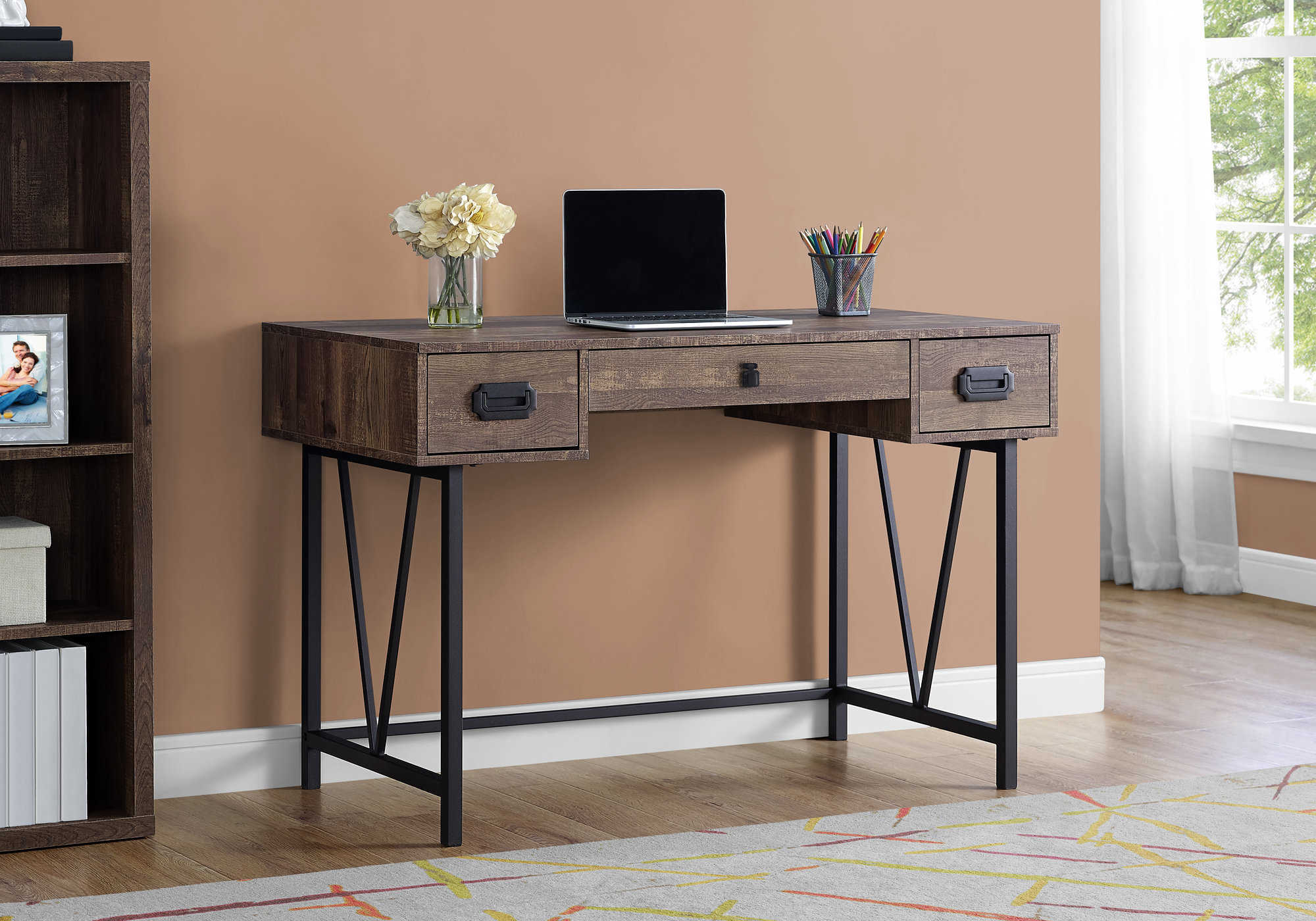Image of computer desk - 48"l / brown reclaimed wood / black metal i 7412.