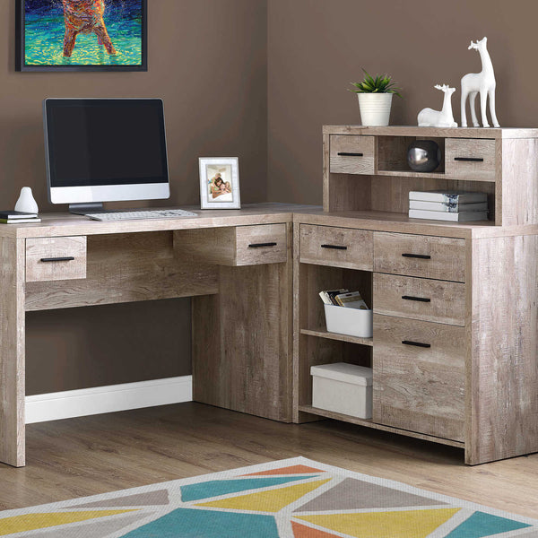 COMPUTER DESK - TAUPE RECLAIMED WOOD L/R FACING CORNER i 7429