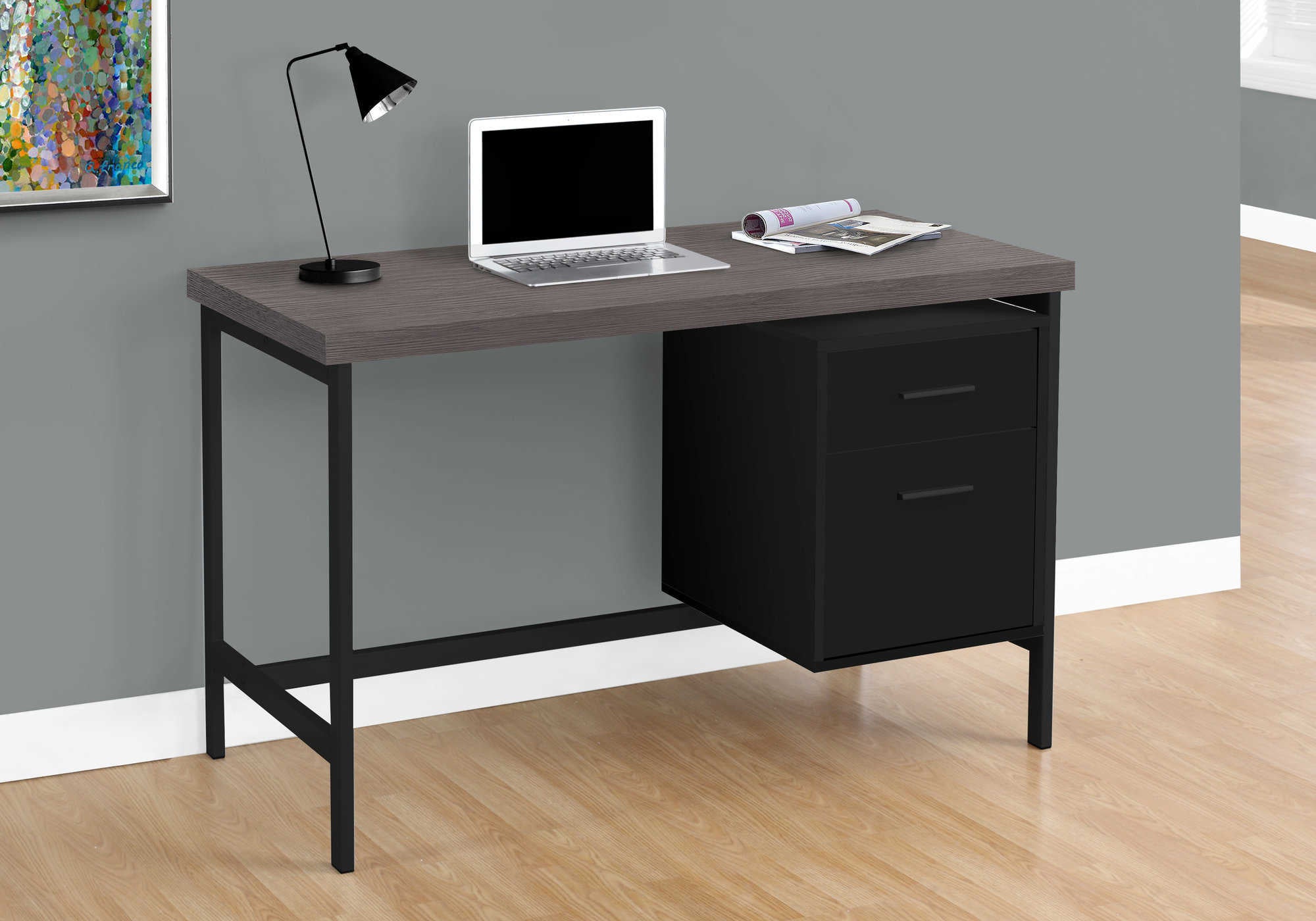 Image of computer desk - 48"l / black / grey top / black metal i 7437.